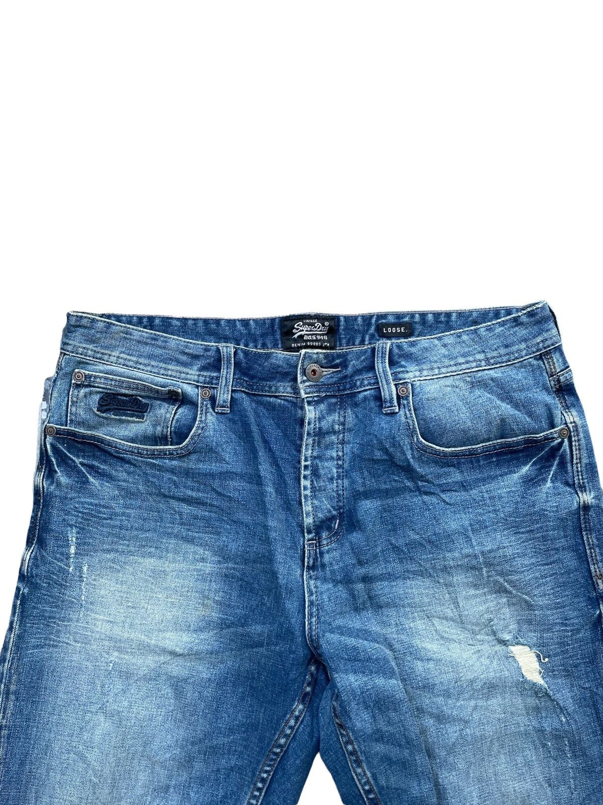 Japanese Brand Superdry Loose Slim Fit Distresed Denim Size US 35 - 6 Thumbnail