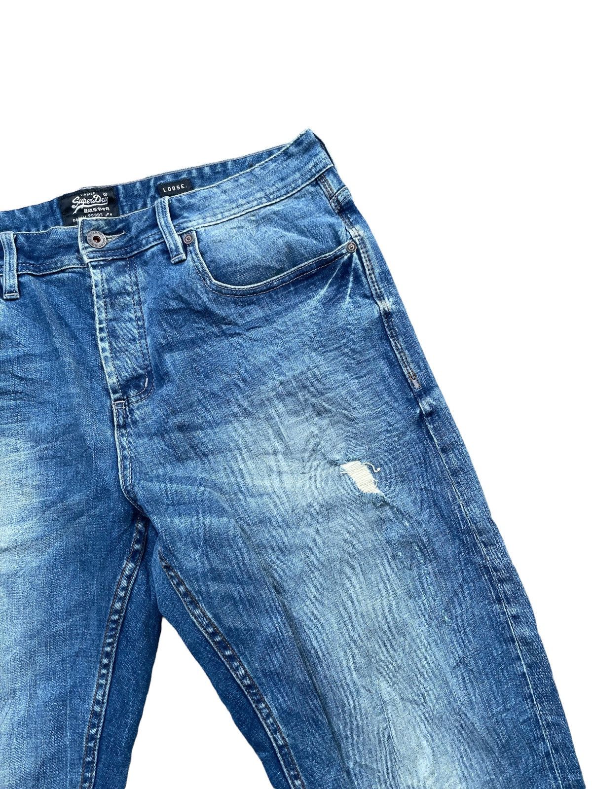 Japanese Brand Superdry Loose Slim Fit Distresed Denim Size US 35 - 5 Thumbnail
