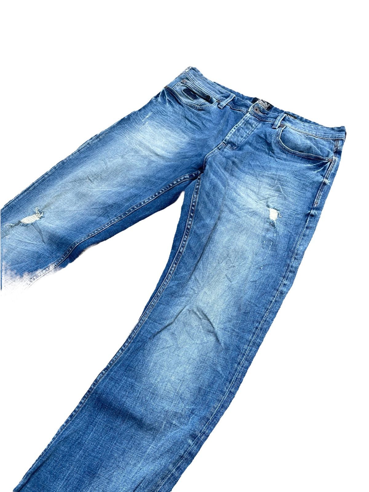 Japanese Brand Superdry Loose Slim Fit Distresed Denim Size US 35 - 3 Thumbnail