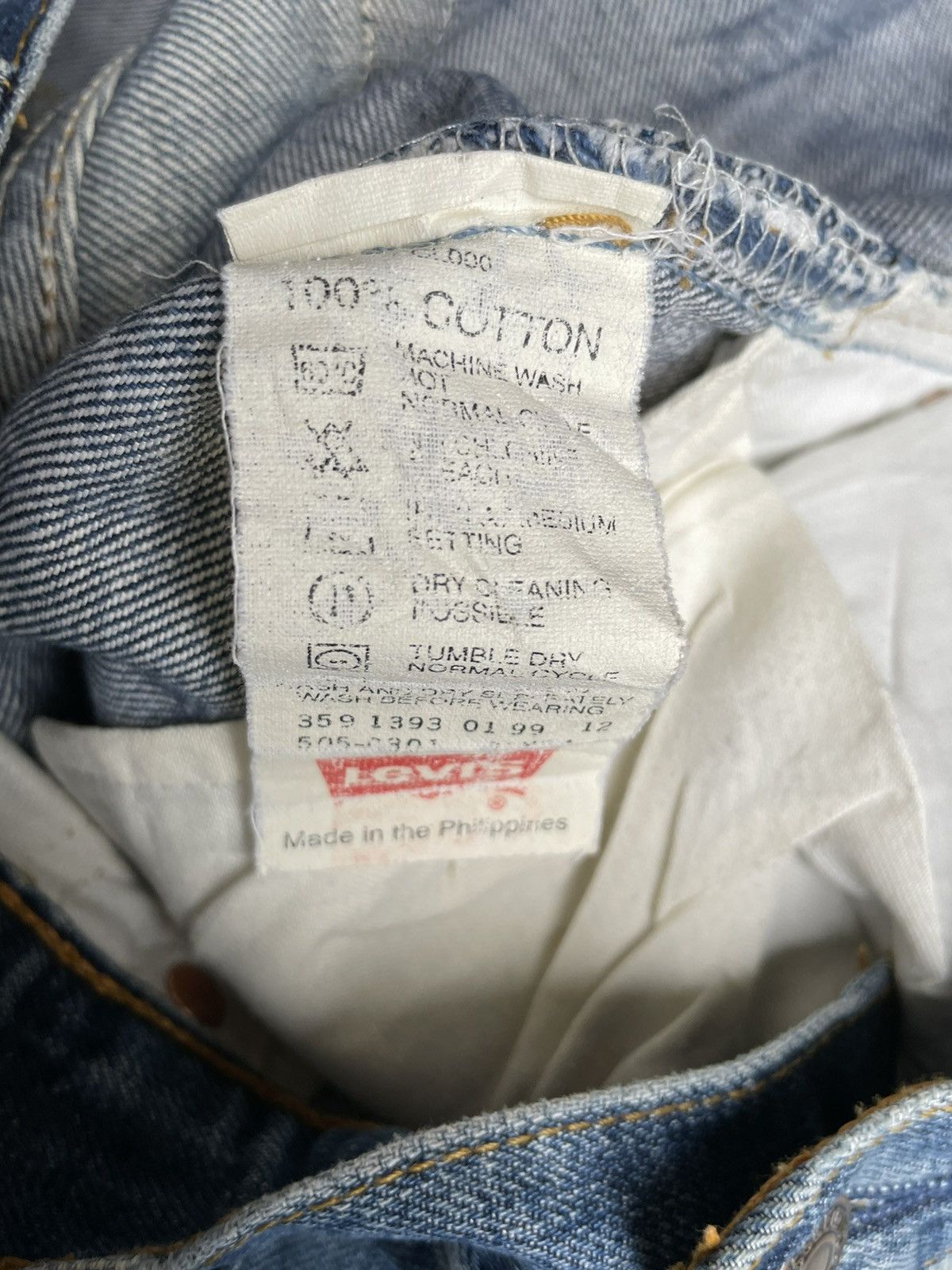 Levi's Levis 505 e 1999 Aging Distressed Denim Size US 31 - 14 Thumbnail