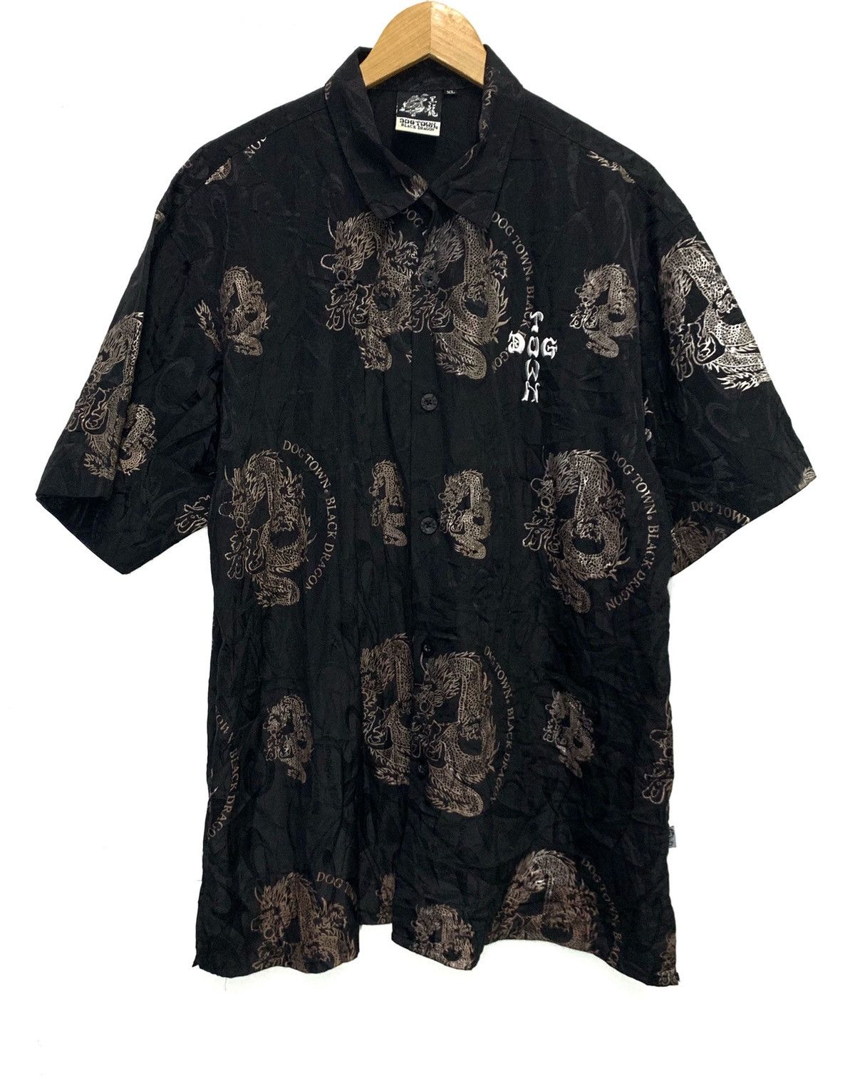 image of Dogtown Black Dragon Sukajan Camp Collar Shirts, Men's (Size Large)