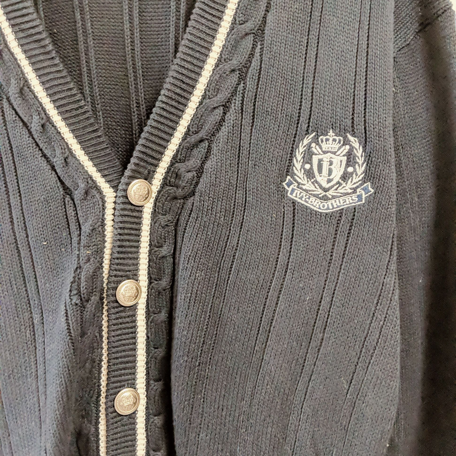 Aran Isles Knitwear × Japanese Brand × Vintage Vintage IVY-BROTHERS Stripe Knitwear Cardigan Size US M / EU 48-50 / 2 - 5 Thumbnail