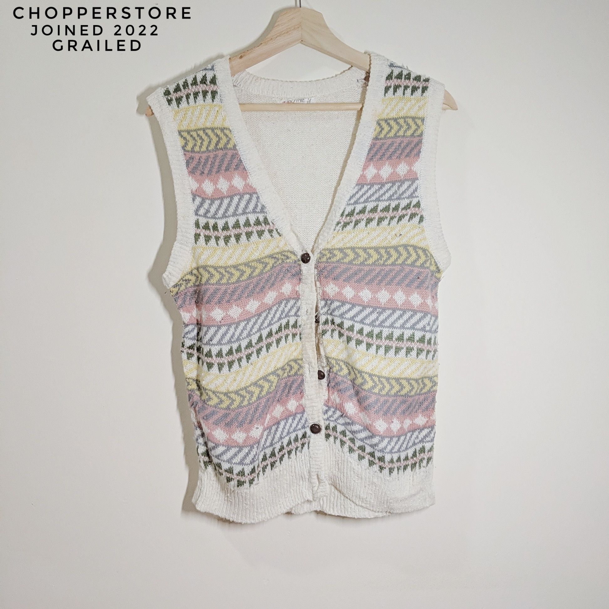 Japanese Brand × Vintage Vintage Vintine Korea Sleeveless Knitwear Jumper Size US S / EU 44-46 / 1 - 1 Thumbnail