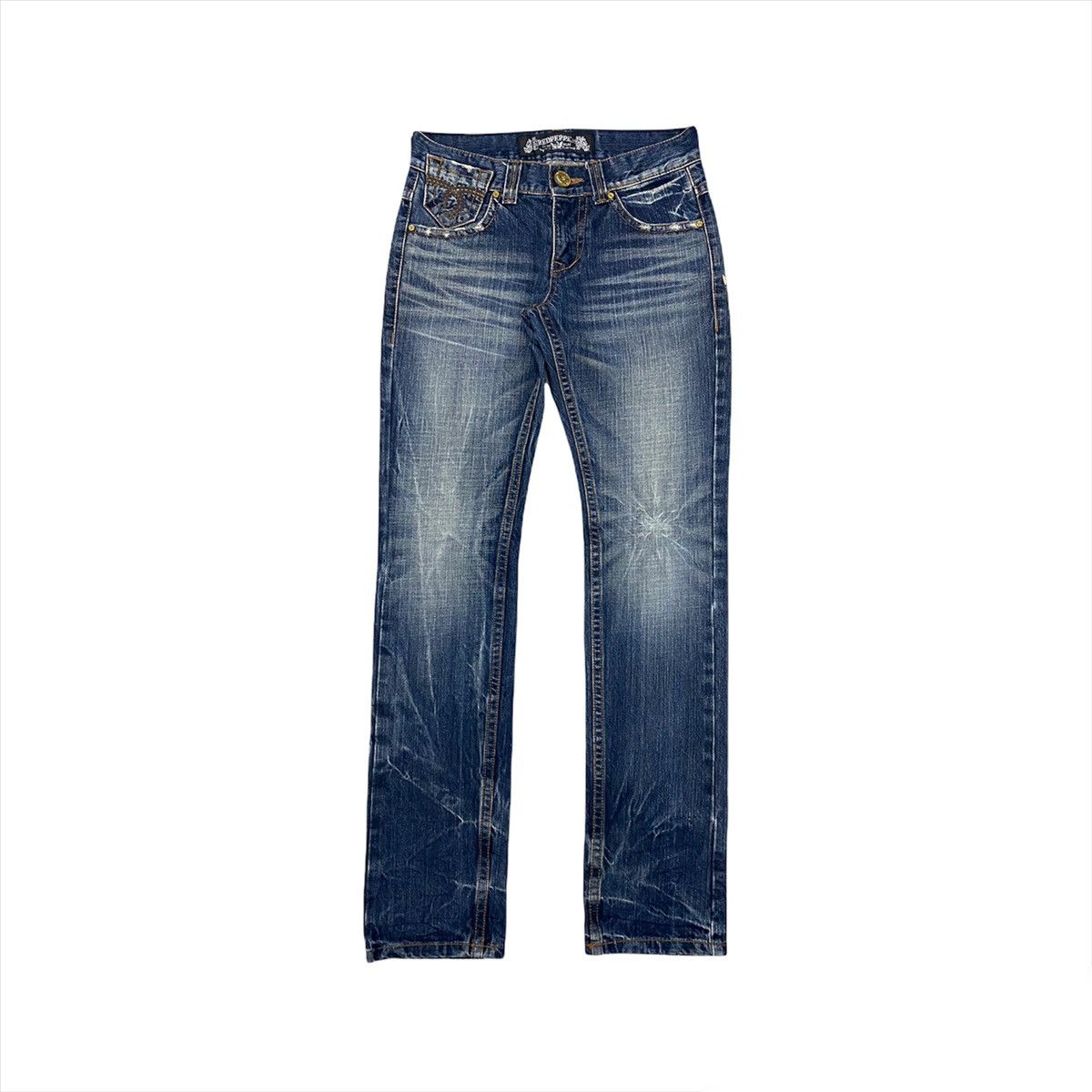 Hysteric Glamour × Japanese Brand VINTAGE RED PEPPER SPELL OUT DISTRESSED DENIM PANT Size US 30 / EU 46 - 1 Thumbnail