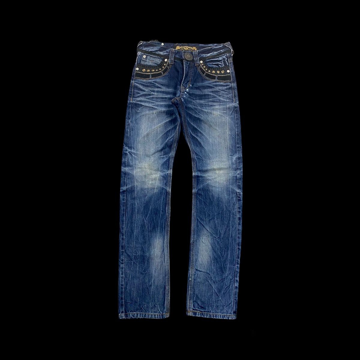Japanese Brand DISTRESSED RED PEPPER STUDDED PUNK DENIM PANT Size US 30 / EU 46 - 1 Thumbnail