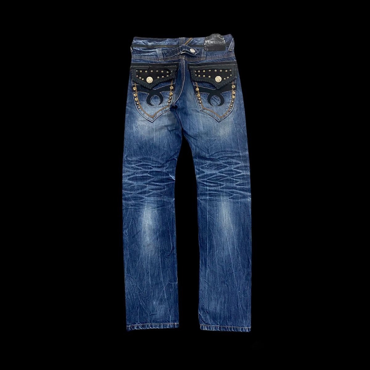 Japanese Brand DISTRESSED RED PEPPER STUDDED PUNK DENIM PANT Size US 30 / EU 46 - 2 Thumbnail