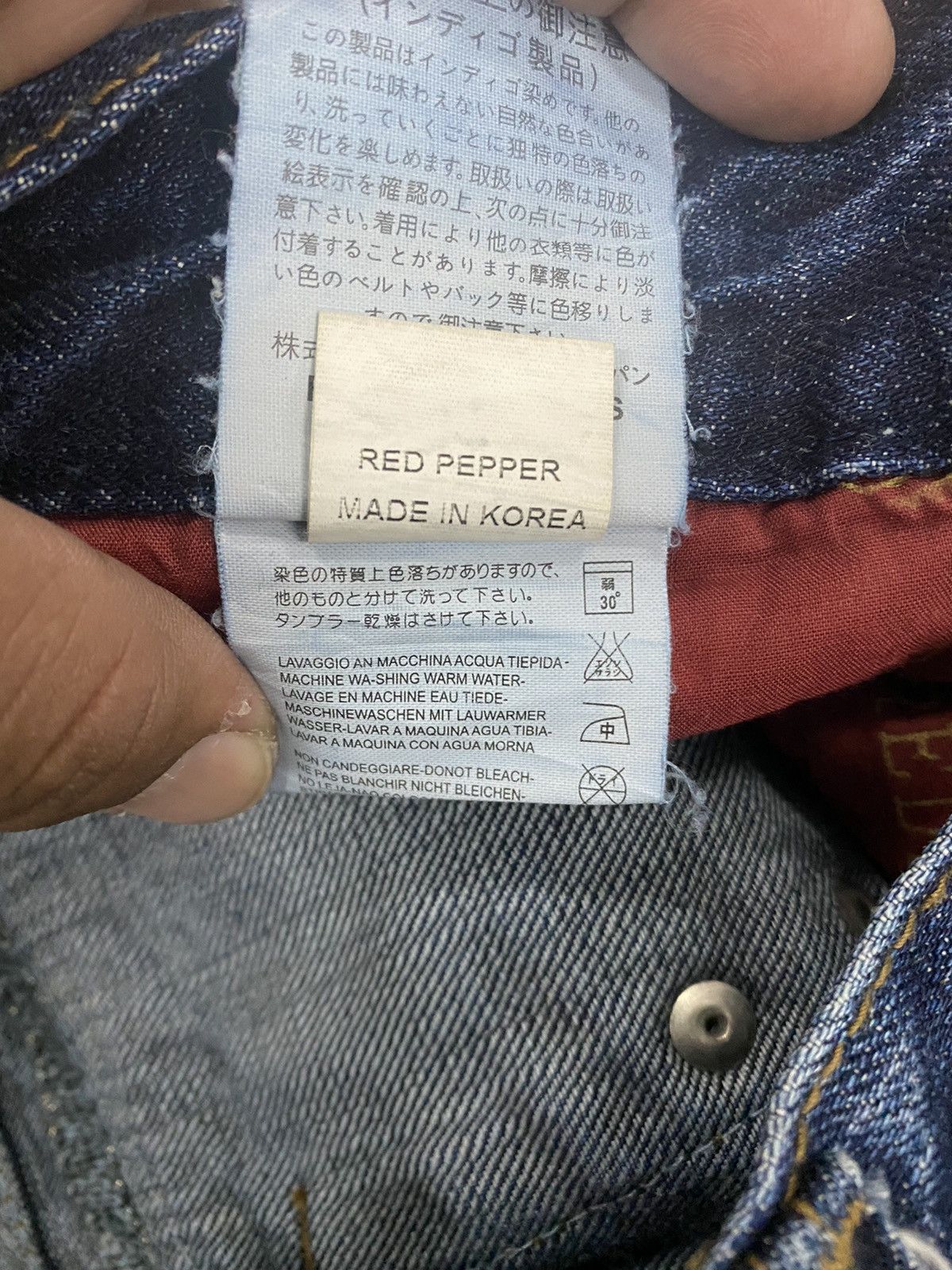 Japanese Brand DISTRESSED RED PEPPER STUDDED PUNK DENIM PANT Size US 30 / EU 46 - 11 Thumbnail