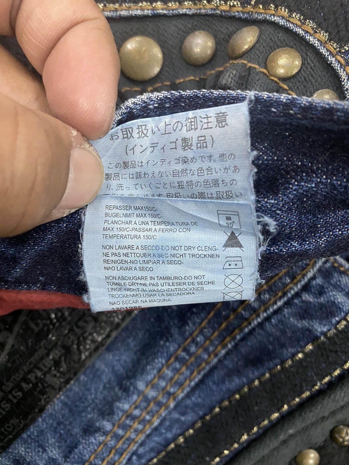 Japanese Brand DISTRESSED RED PEPPER STUDDED PUNK DENIM PANT Size US 30 / EU 46 - 12 Thumbnail