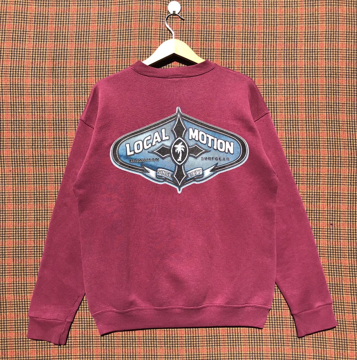 image of Surf Style x Vintage Surf90S Vintage Local Motion Hawaiian Surfgear Sweatshirt in Maroon (Size Medi