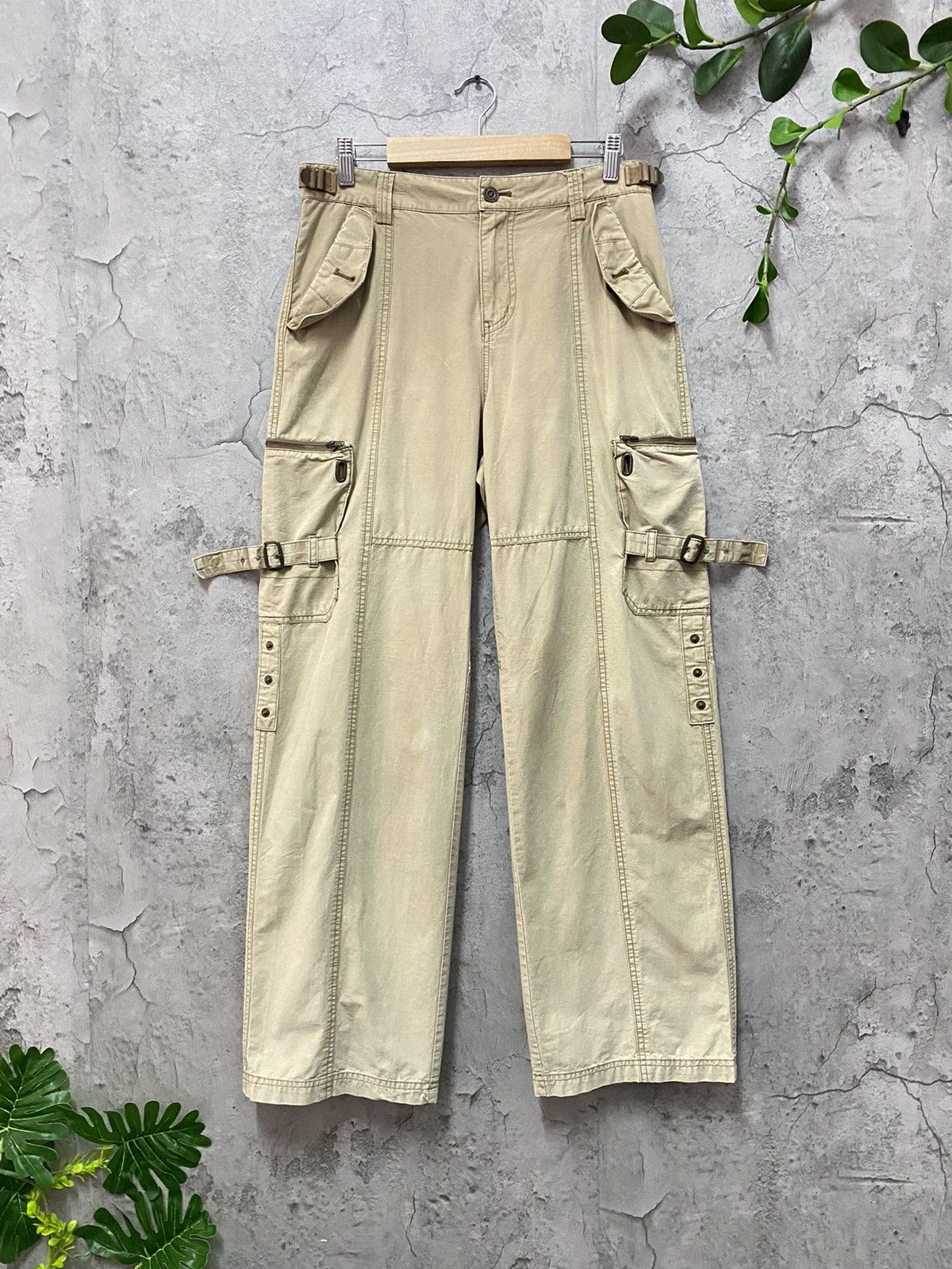 image of Designer Maypole Bondage Technical Cargo Pants Wide Leg Vintage in Tan, Men's (Size 30)