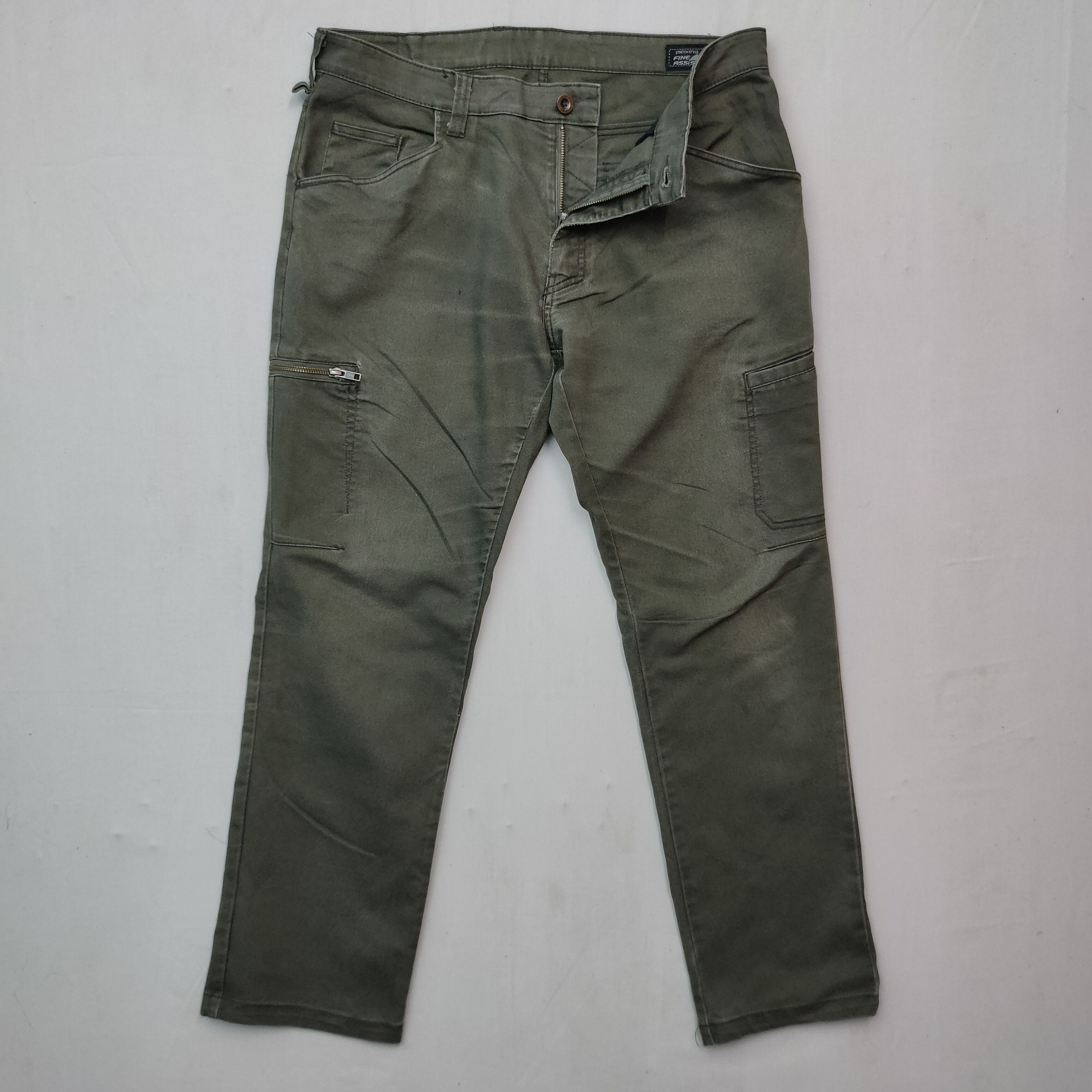 Japanese Brand Vintage FINE ASSIST Faded Trousers Cargo Pants Size US 35 - 1 Thumbnail