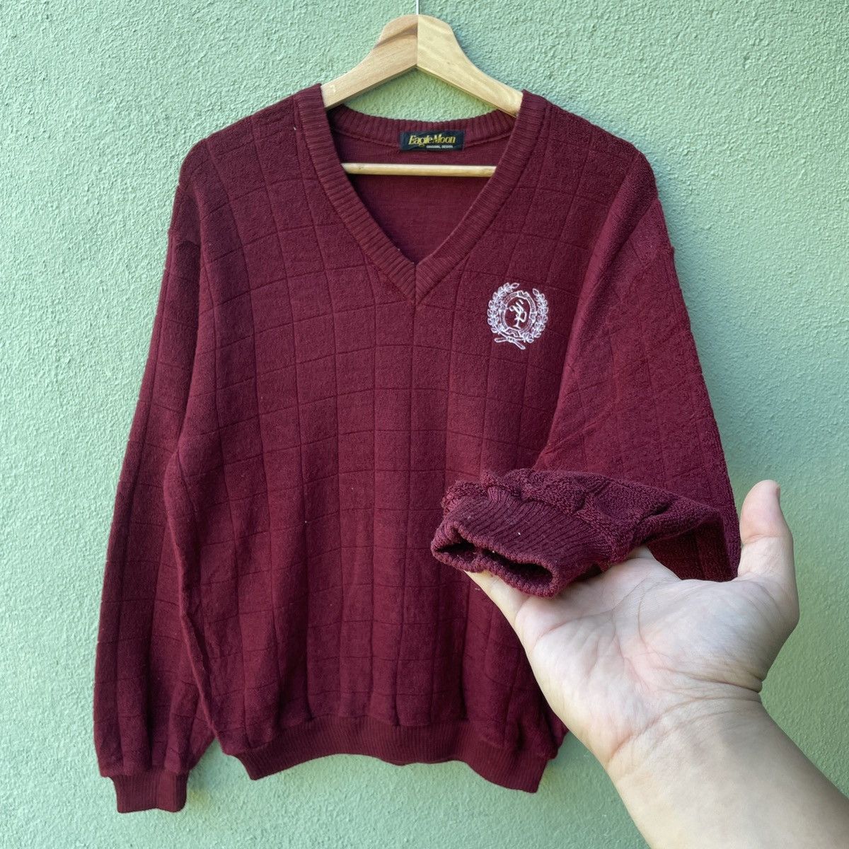 Aran Isles Knitwear Vintage EAGLE MOON V Neck Nice Knitwear Sweater! Size US L / EU 52-54 / 3 - 5 Thumbnail