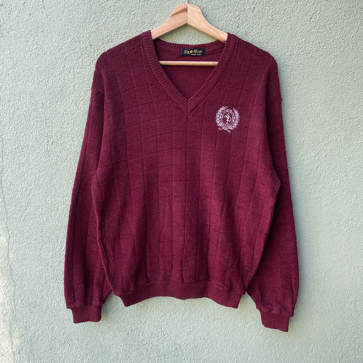 Aran Isles Knitwear Vintage EAGLE MOON V Neck Nice Knitwear Sweater! Size US L / EU 52-54 / 3 - 1 Thumbnail