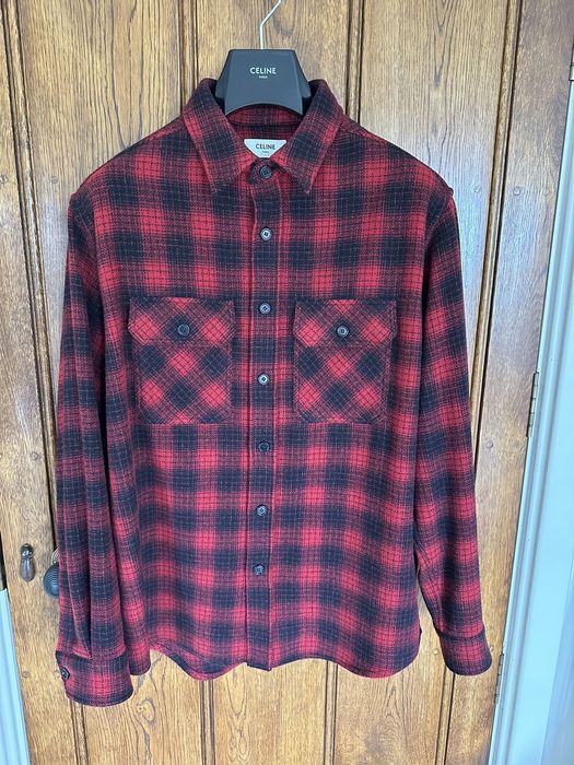 Celine FW22 $1100 Celine loose flannel shirt in checked wool Hedi | Grailed