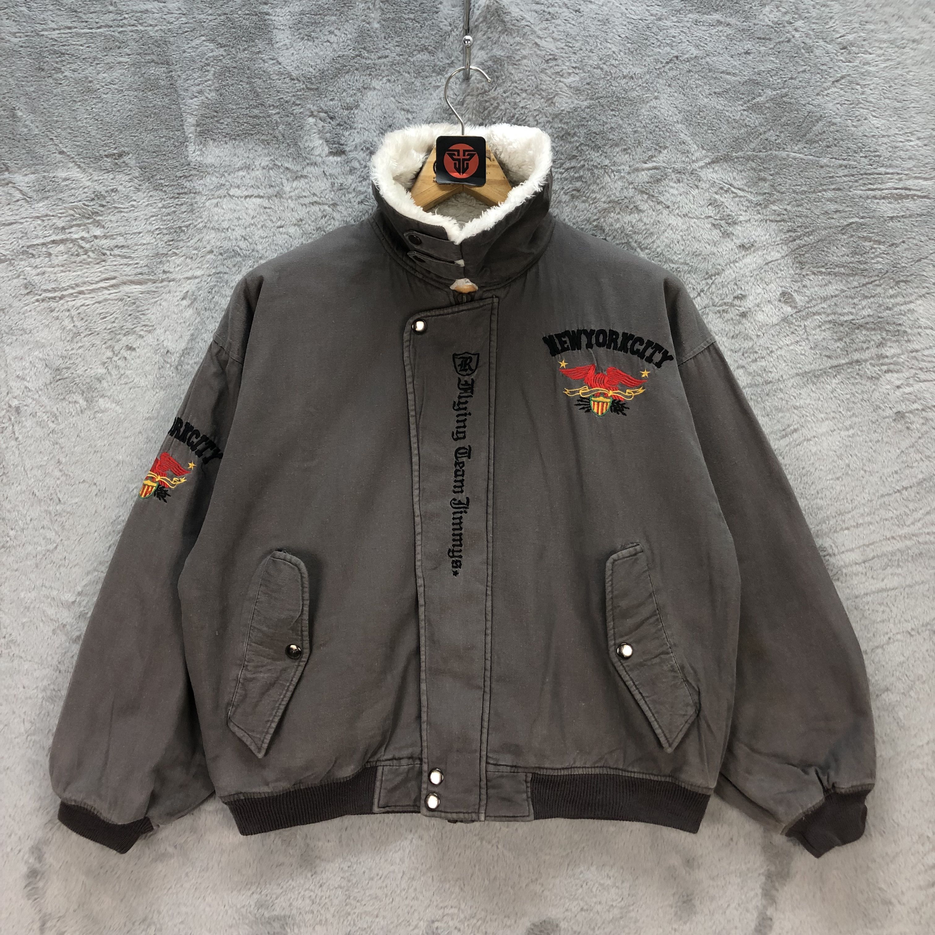 Japanese Brand FLYING TEAM JIMMY NEW YORK CITY SHEARLING JACKET #6570-74 Size US S / EU 44-46 / 1 - 3 Thumbnail