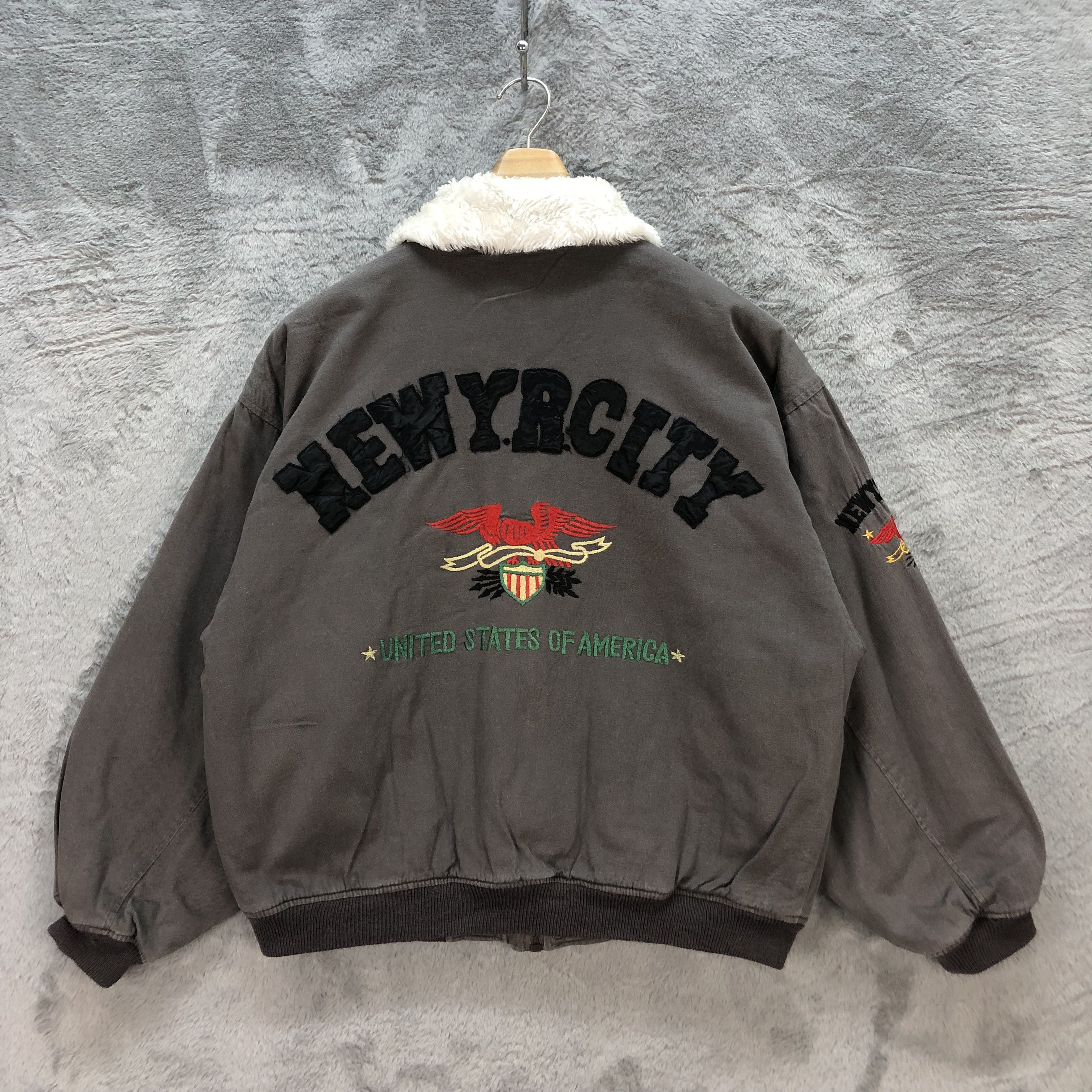 Japanese Brand FLYING TEAM JIMMY NEW YORK CITY SHEARLING JACKET #6570-74 Size US S / EU 44-46 / 1 - 1 Thumbnail