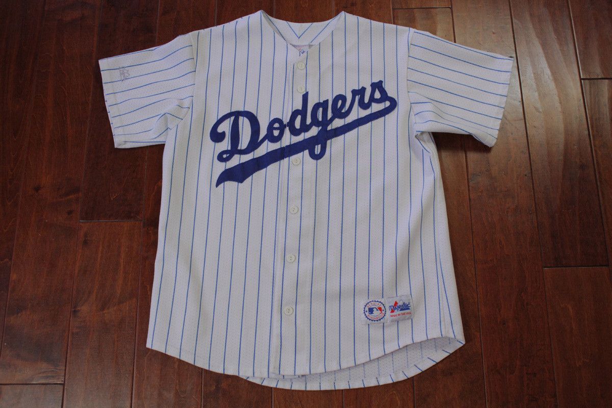 Men's Majestic Threads White/Royal Los Angeles Dodgers Pinstripe