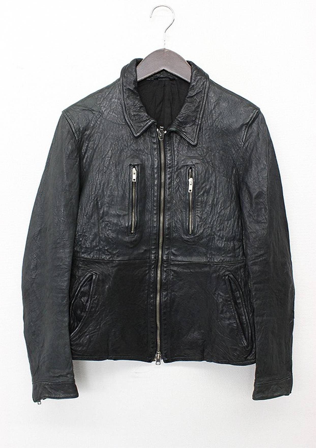 LOUNGE LIZARD Black Leather Jacket