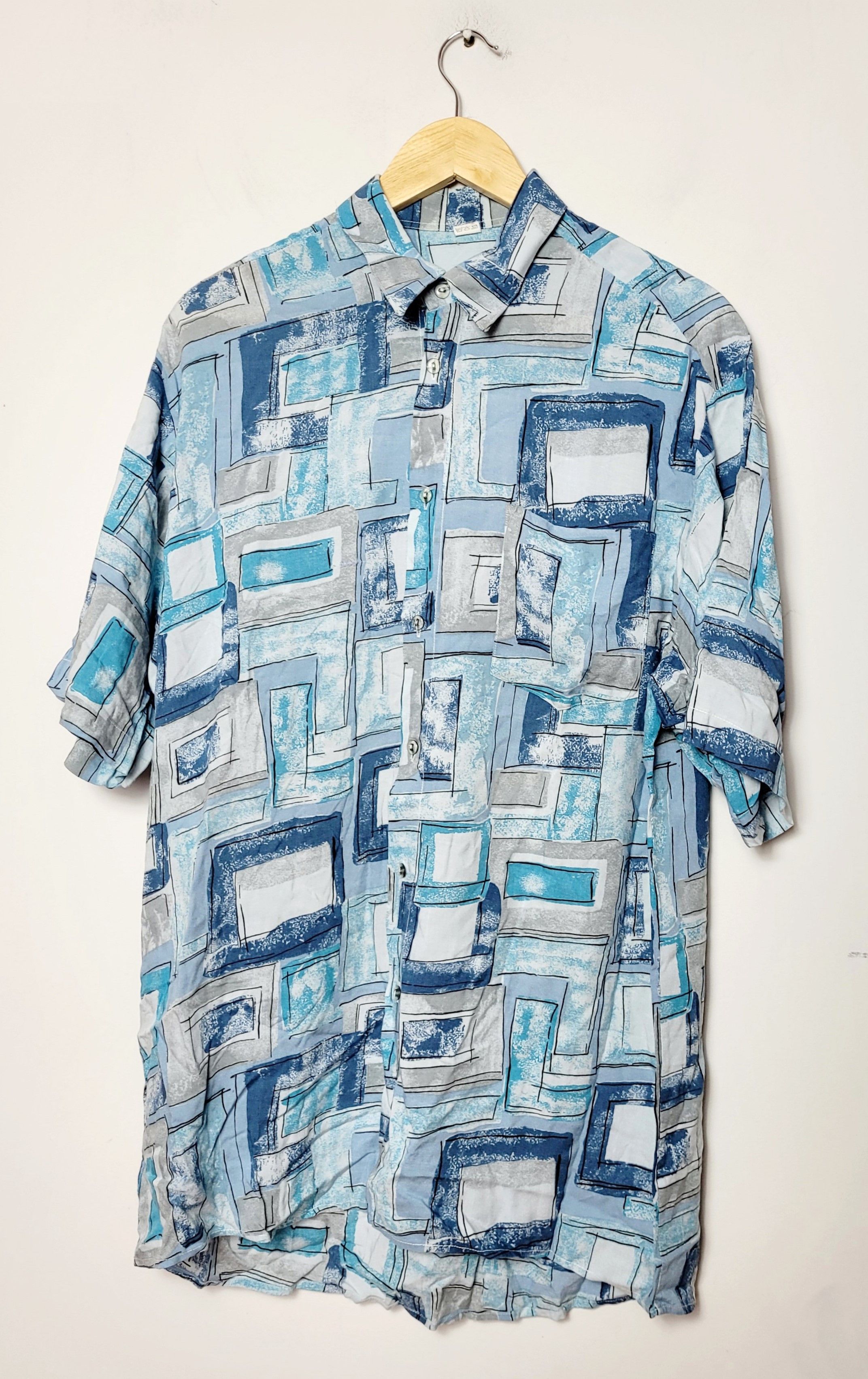 Vintage vintage blue abstract shirt Size US M / EU 48-50 / 2 - 1 Thumbnail