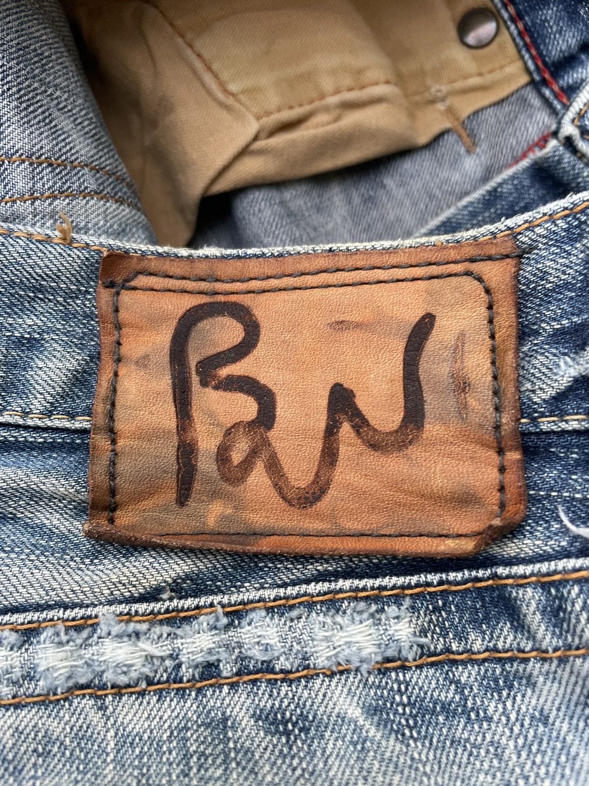 If Six Was Nine Blue Way Japan Aging Distressed Denim Size US 31 - 14 Thumbnail