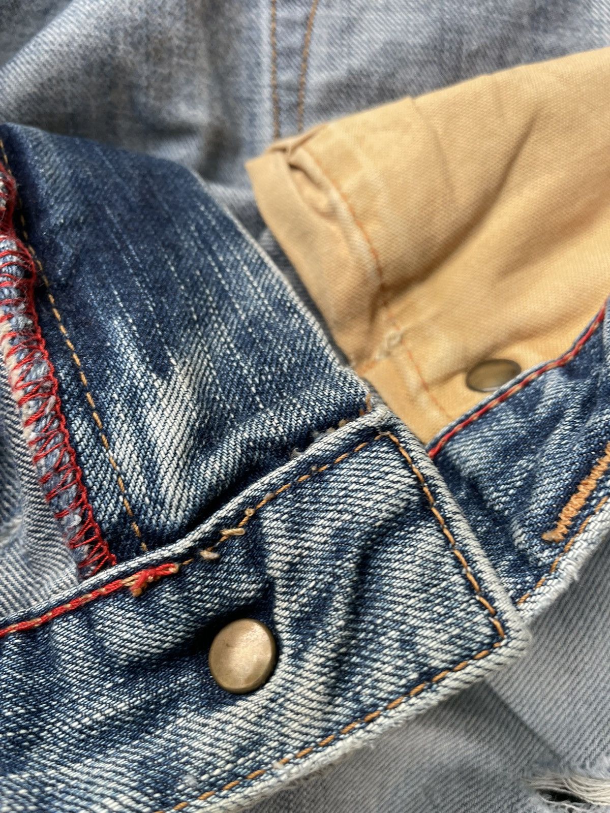 If Six Was Nine Blue Way Japan Aging Distressed Denim Size US 31 - 18 Thumbnail