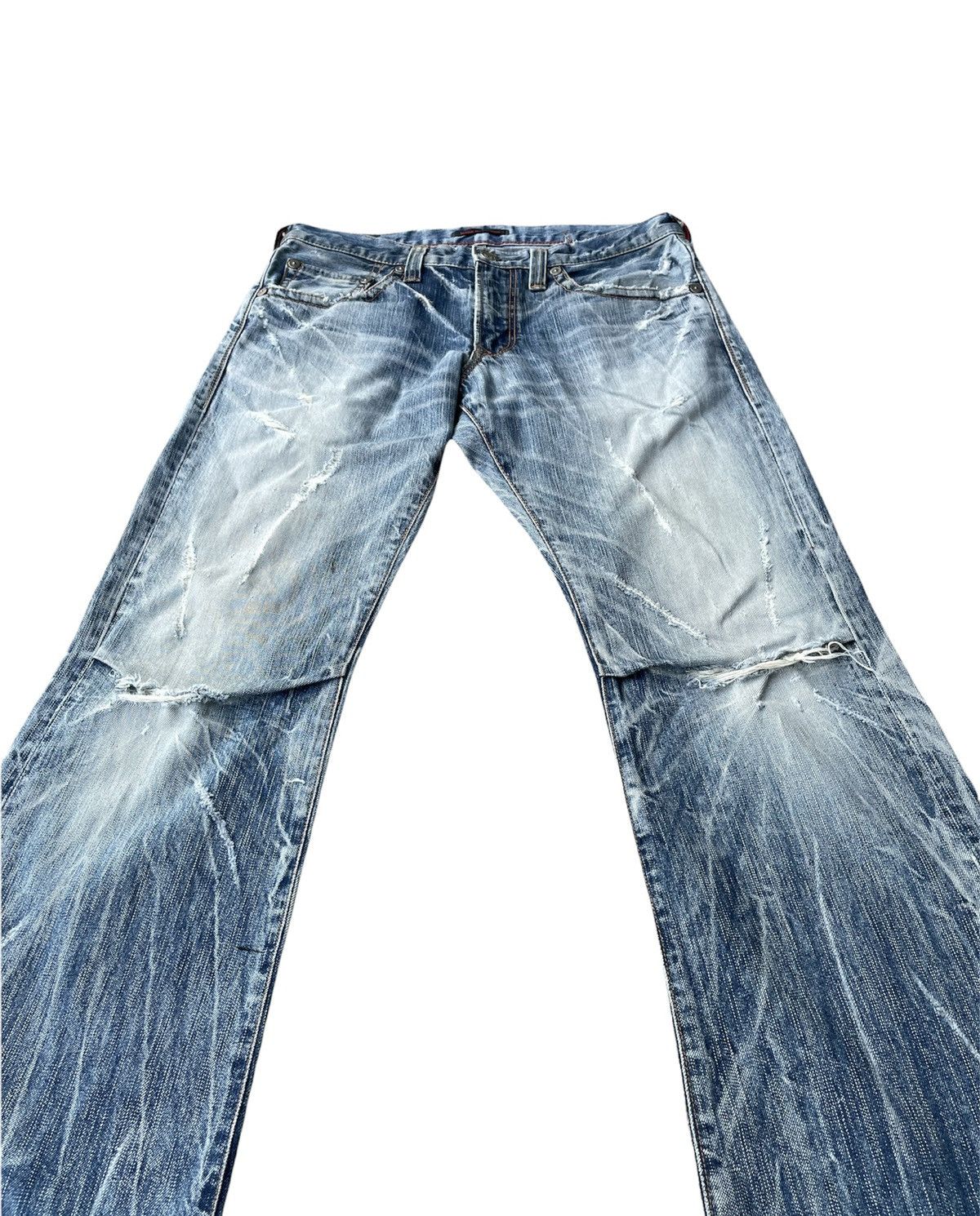 If Six Was Nine Blue Way Japan Aging Distressed Denim Size US 31 - 3 Thumbnail