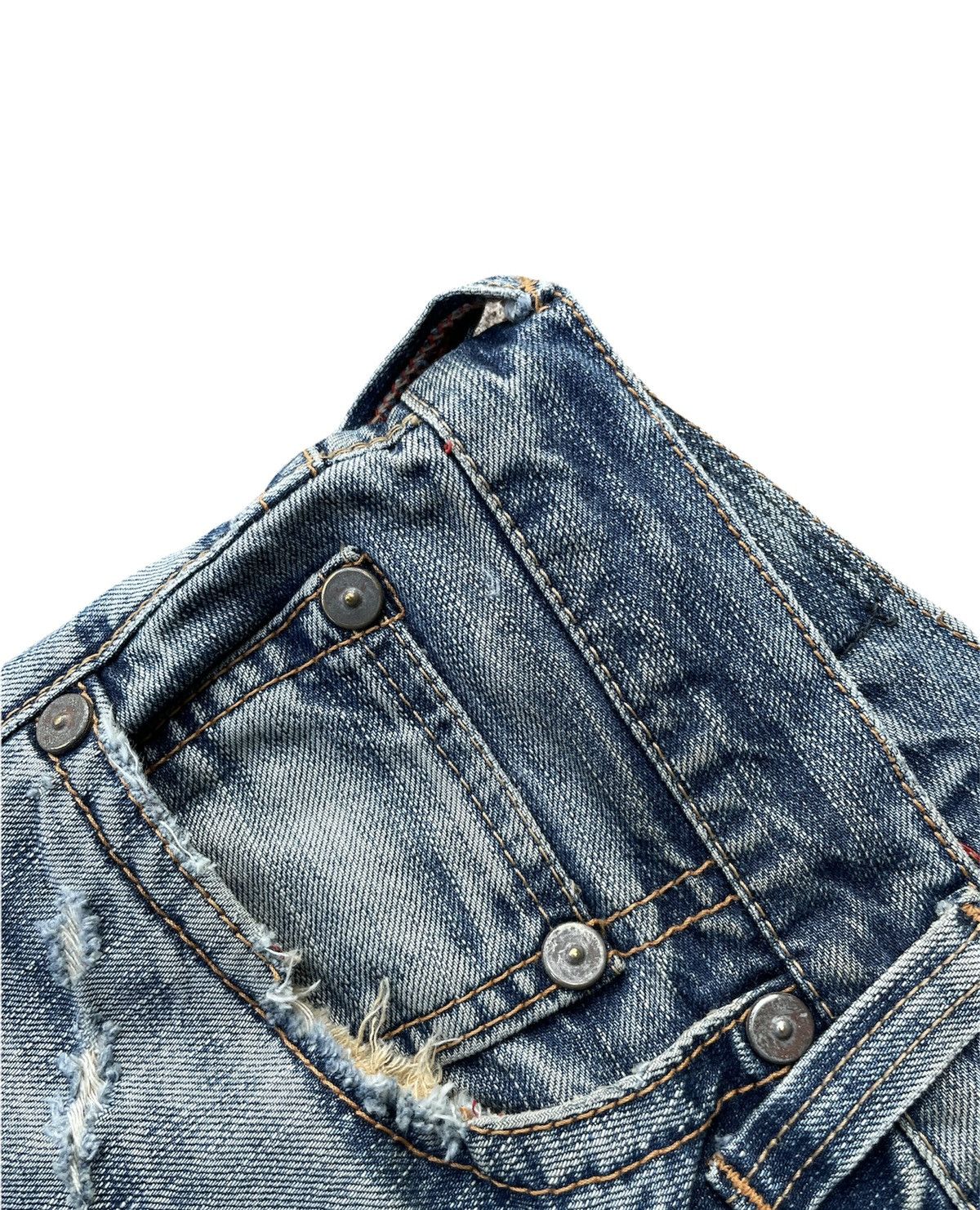 If Six Was Nine Blue Way Japan Aging Distressed Denim Size US 31 - 8 Thumbnail