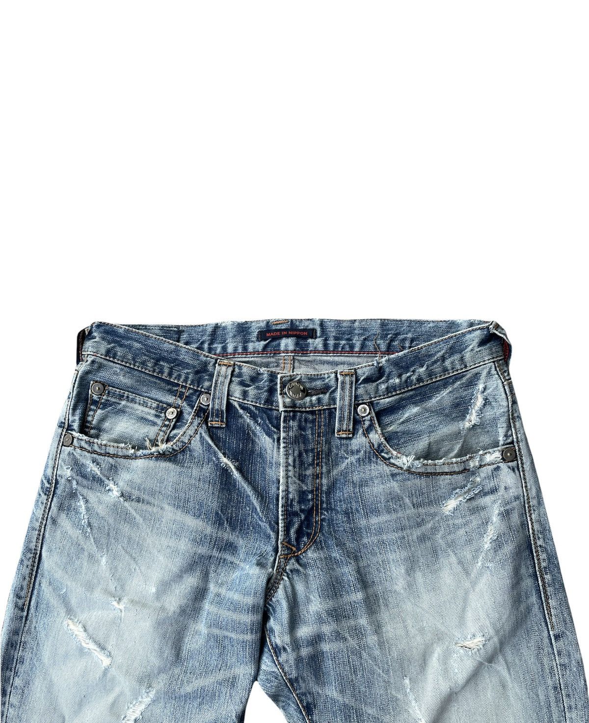 If Six Was Nine Blue Way Japan Aging Distressed Denim Size US 31 - 6 Thumbnail