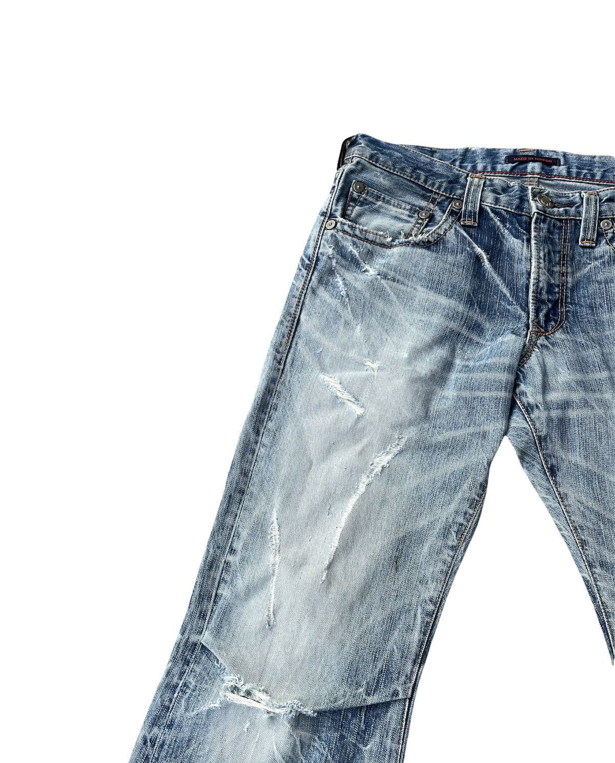If Six Was Nine Blue Way Japan Aging Distressed Denim Size US 31 - 5 Thumbnail