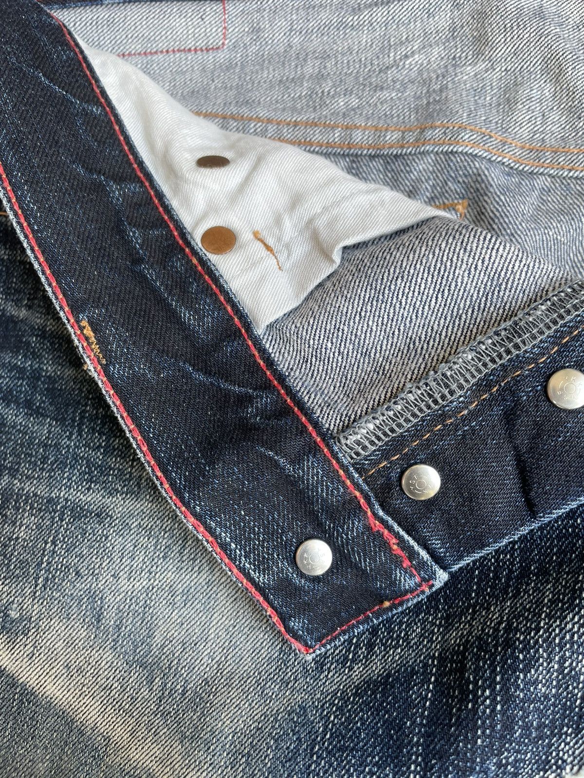 Japanese Brand Soul Of Freedom Vintage Aging Distressed Denim Size US 35 - 17 Thumbnail