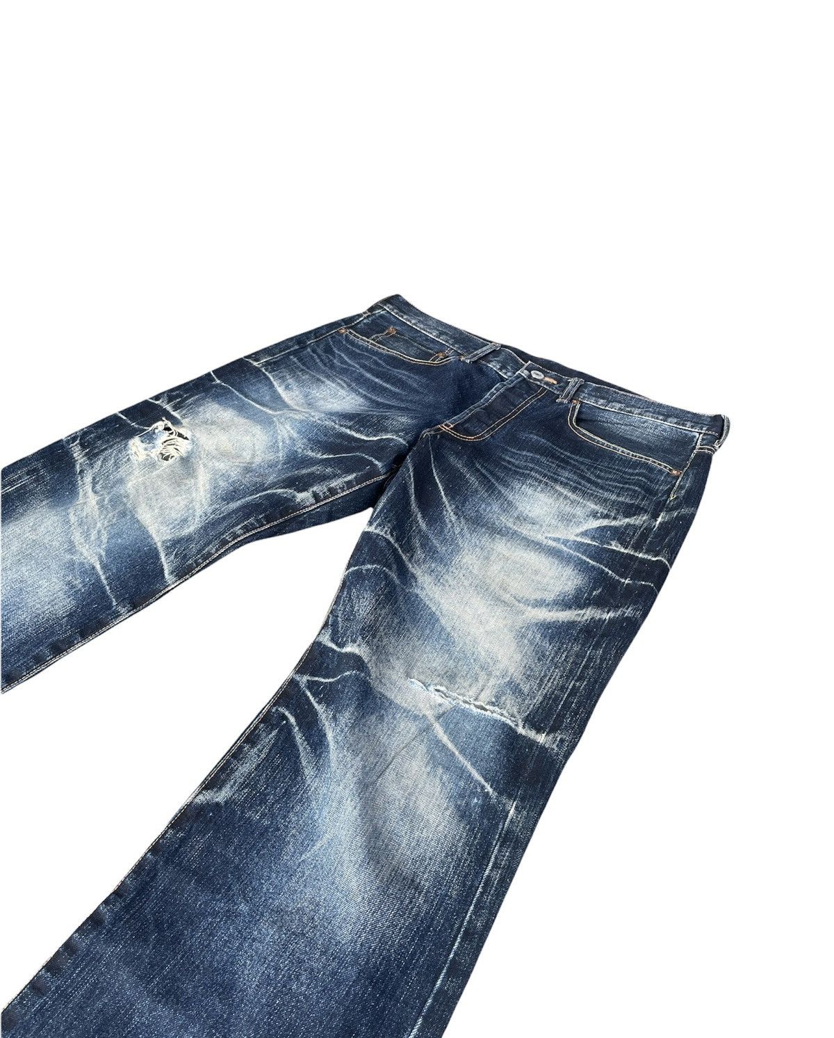 Japanese Brand Soul Of Freedom Vintage Aging Distressed Denim Size US 35 - 3 Thumbnail