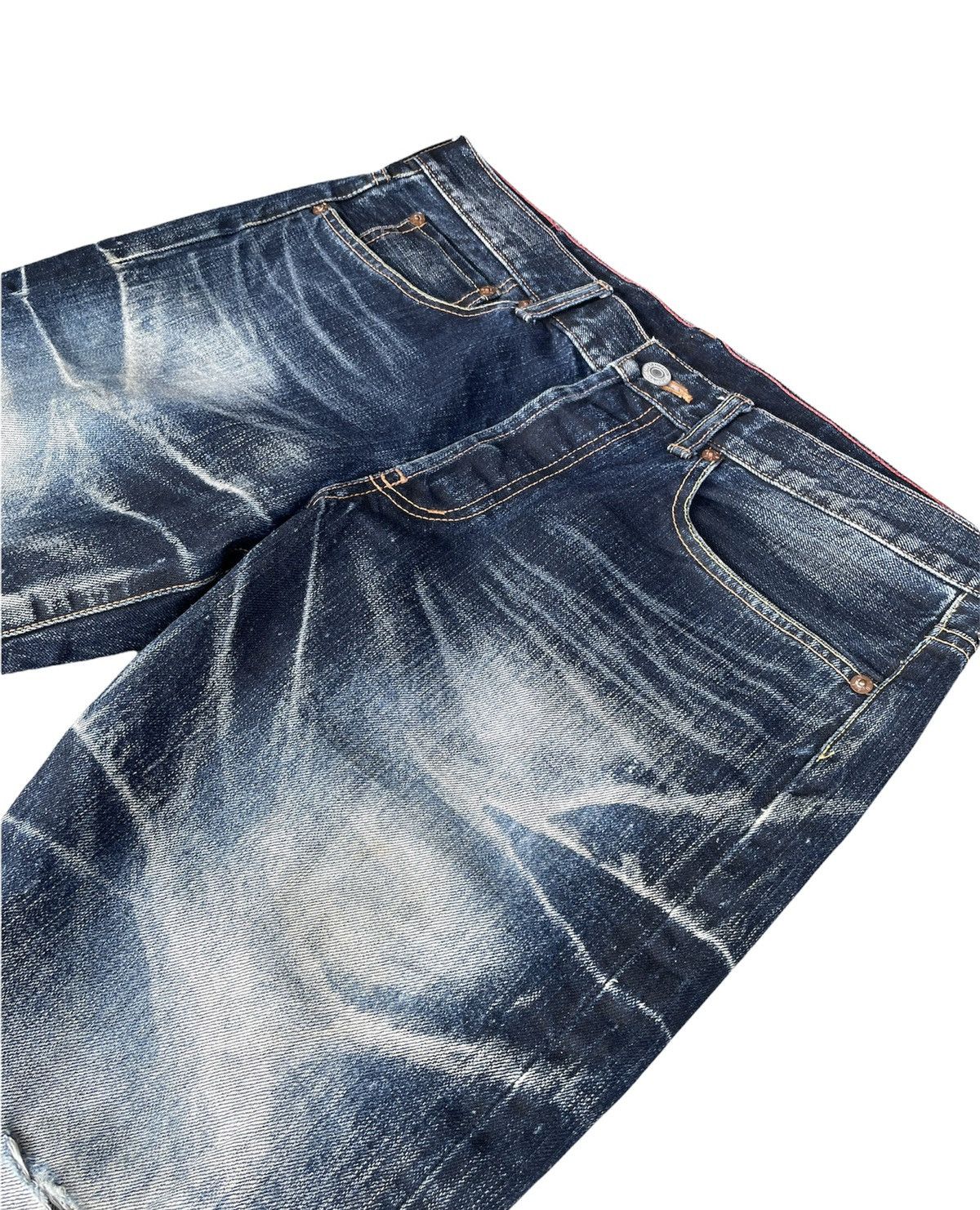 Japanese Brand Soul Of Freedom Vintage Aging Distressed Denim Size US 35 - 6 Thumbnail