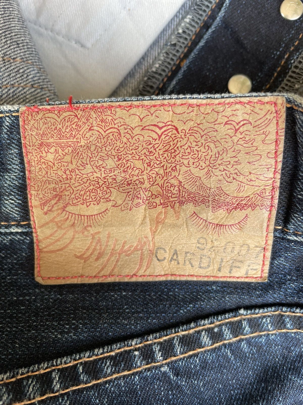 Japanese Brand Soul Of Freedom Vintage Aging Distressed Denim Size US 35 - 11 Thumbnail
