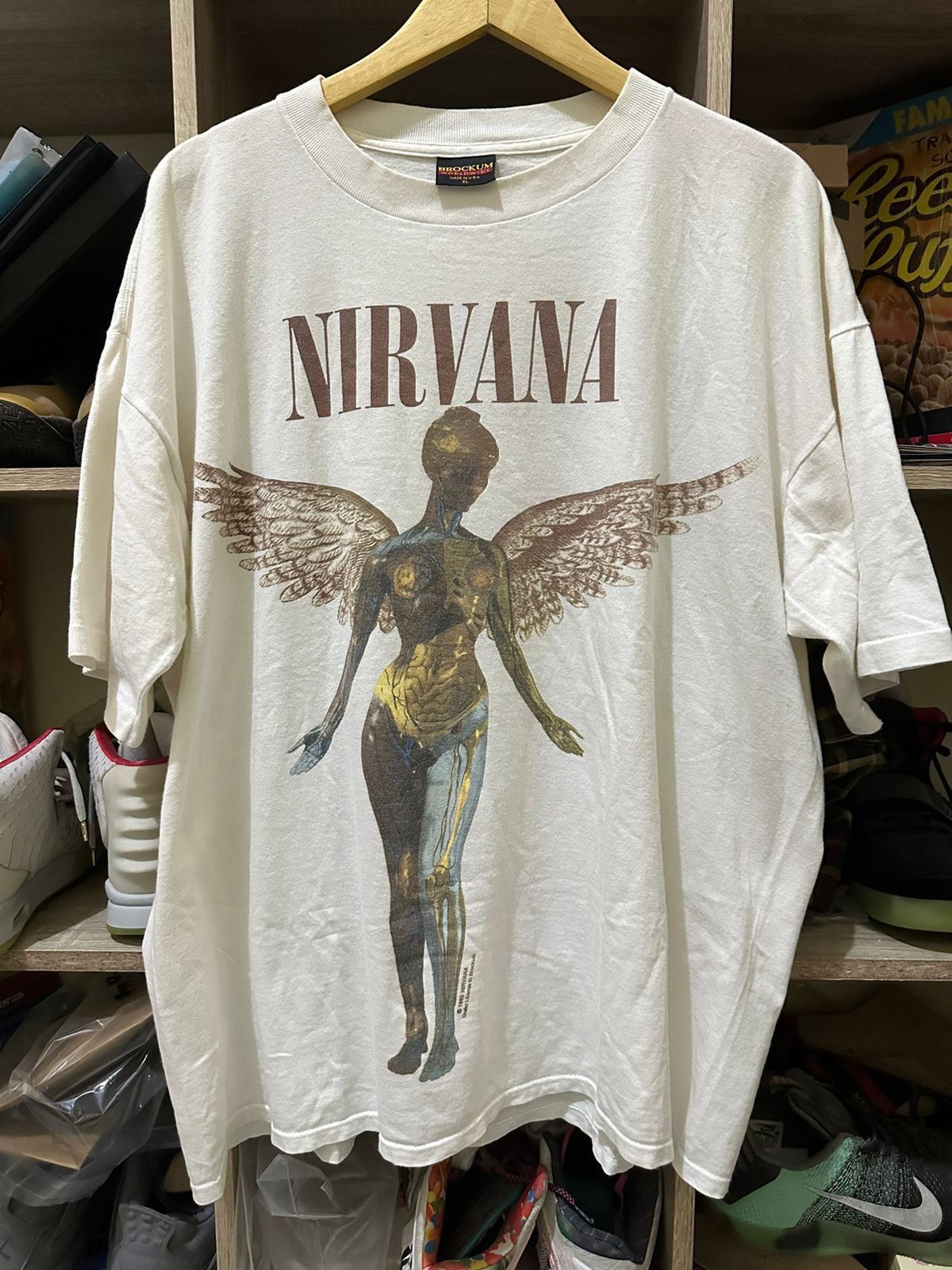 image of Grail x Nirvana Prototype Nirvana Tshirt In Utero Album 90's in White, Men's (Size XL)