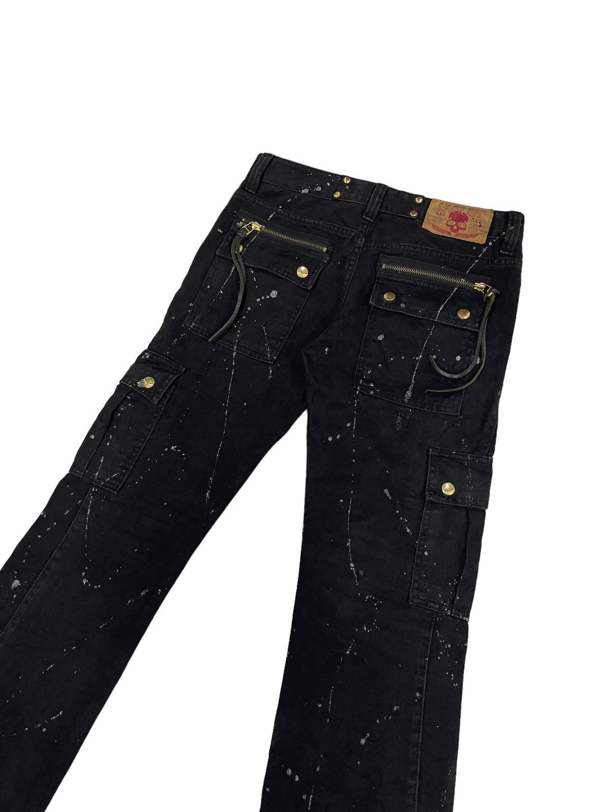 In The Attic Vintage Lagust Japan Cargo Splatter Flare Pants Size US 29 - 7 Thumbnail