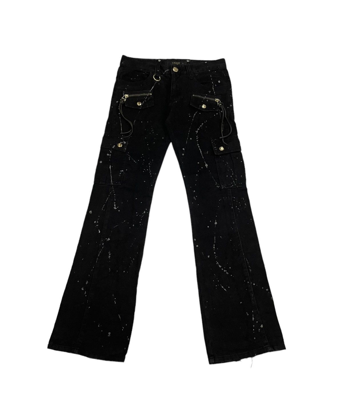 In The Attic Vintage Lagust Japan Cargo Splatter Flare Pants Size US 29 - 1 Thumbnail
