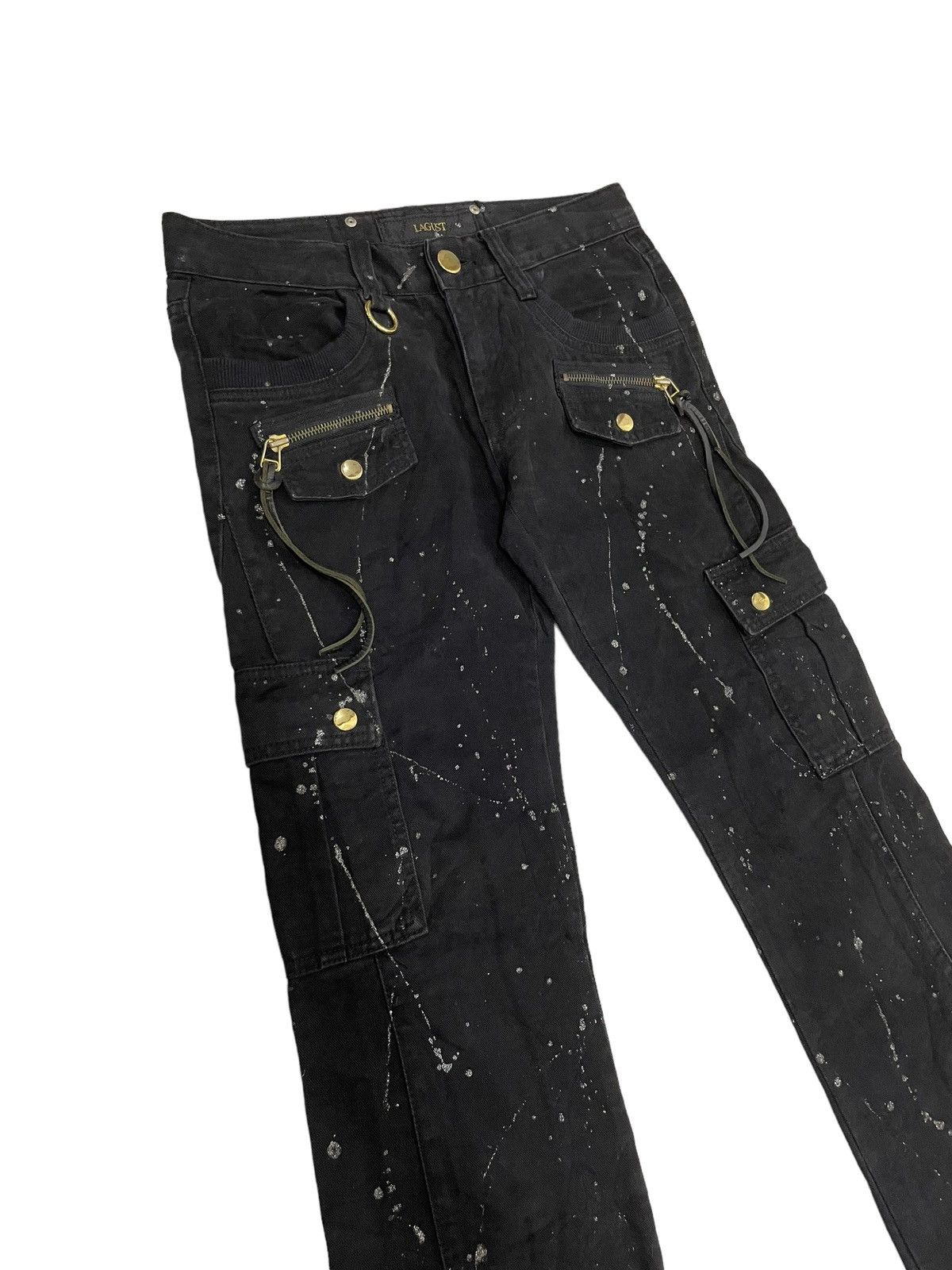 In The Attic Vintage Lagust Japan Cargo Splatter Flare Pants Size US 29 - 4 Thumbnail