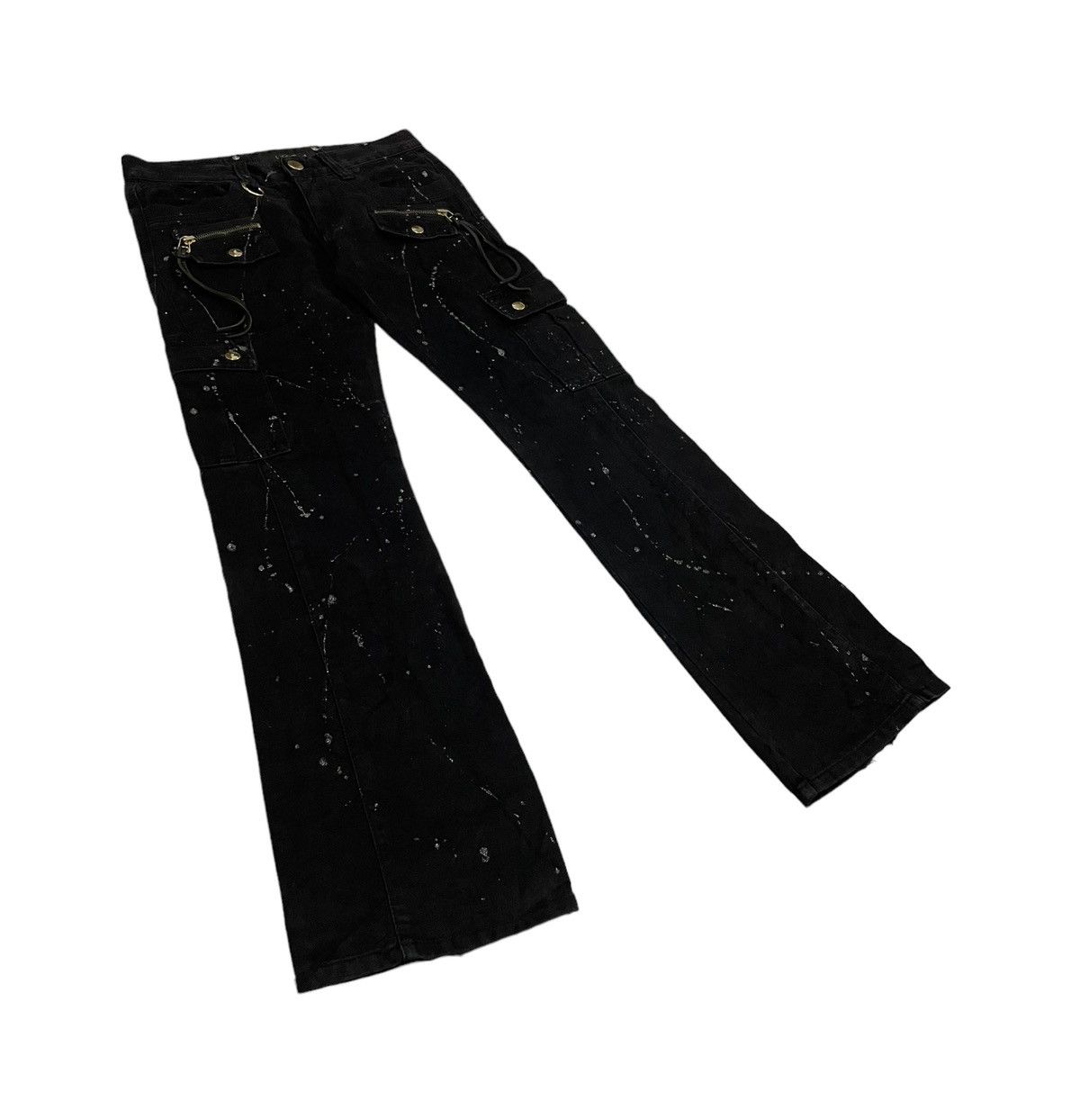 In The Attic Vintage Lagust Japan Cargo Splatter Flare Pants Size US 29 - 2 Thumbnail