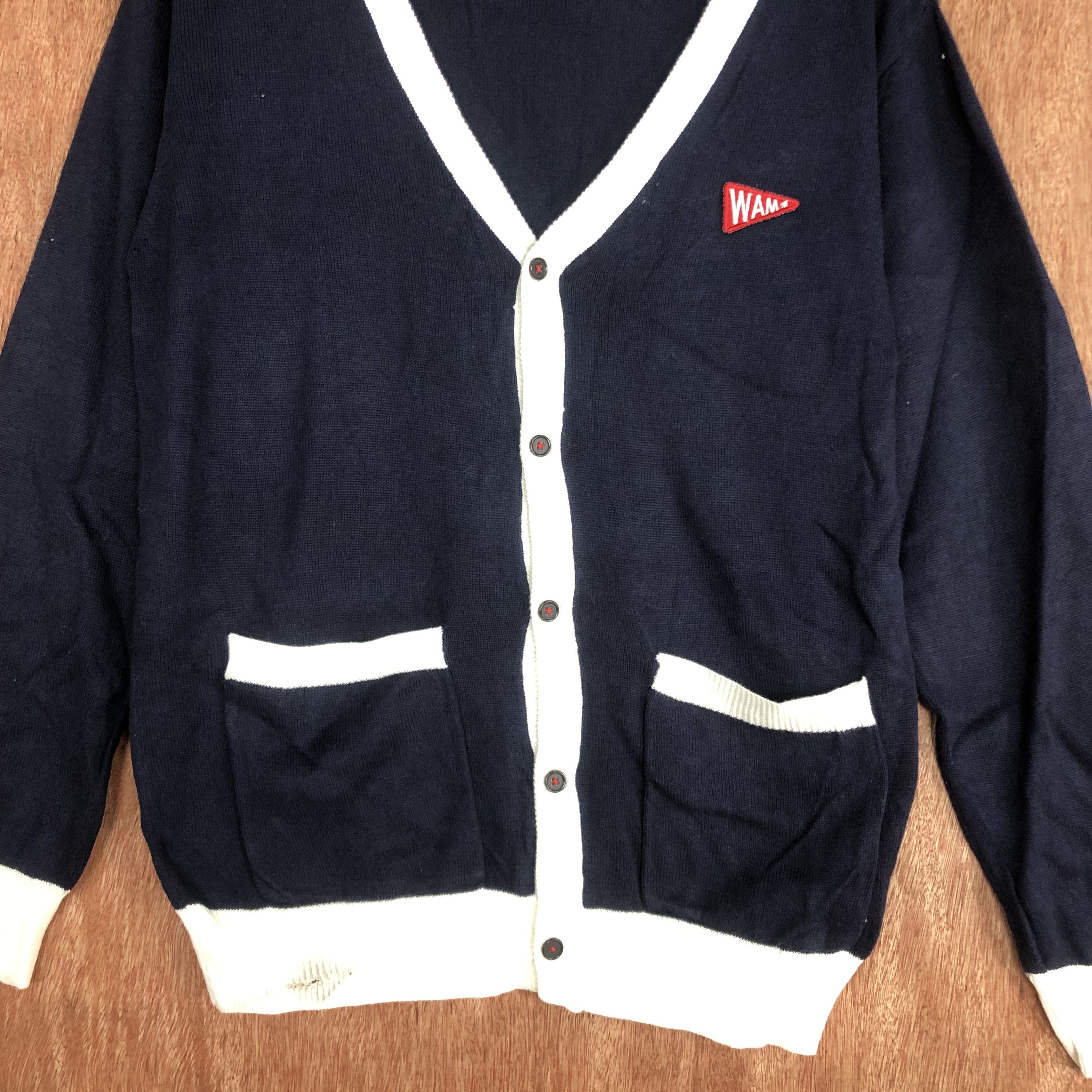 Japanese Brand WamWam Dark BLue Cardigan streetwear #c464 Size US M / EU 48-50 / 2 - 8 Thumbnail