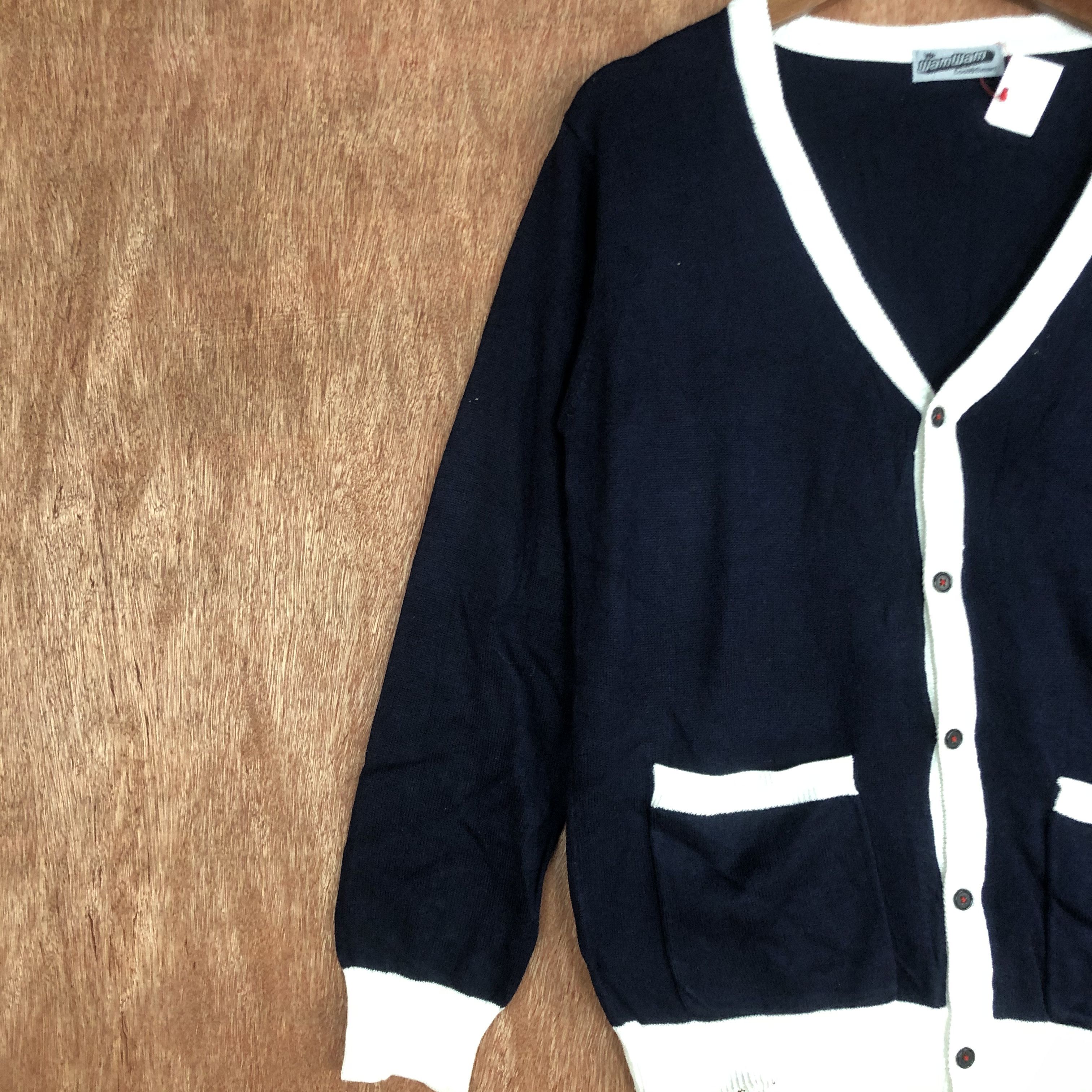 Japanese Brand WamWam Dark BLue Cardigan streetwear #c464 Size US M / EU 48-50 / 2 - 6 Thumbnail