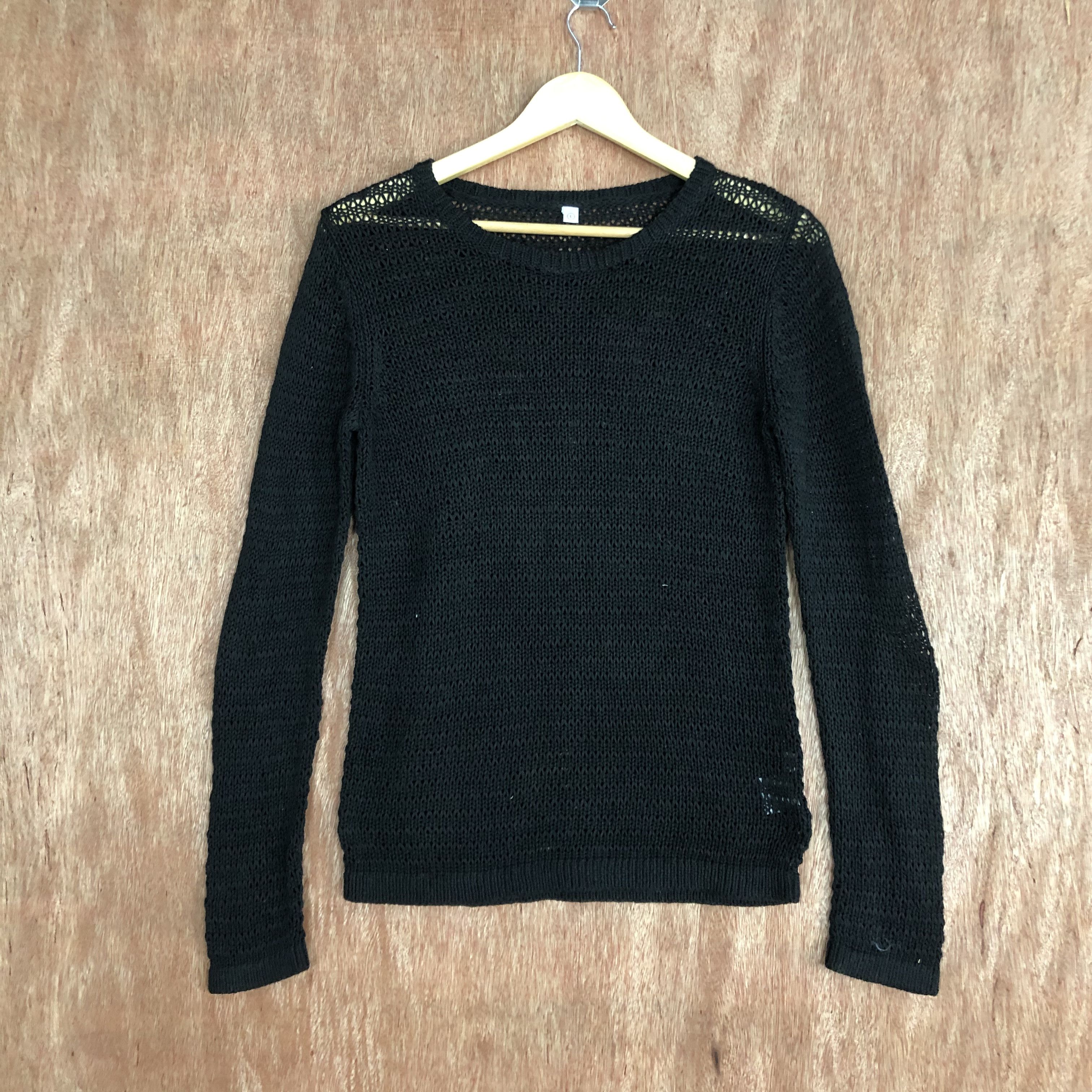 Vintage DLL Japan Black Knitwear crochet fish net mesh net #c547 Size US L / EU 52-54 / 3 - 1 Thumbnail