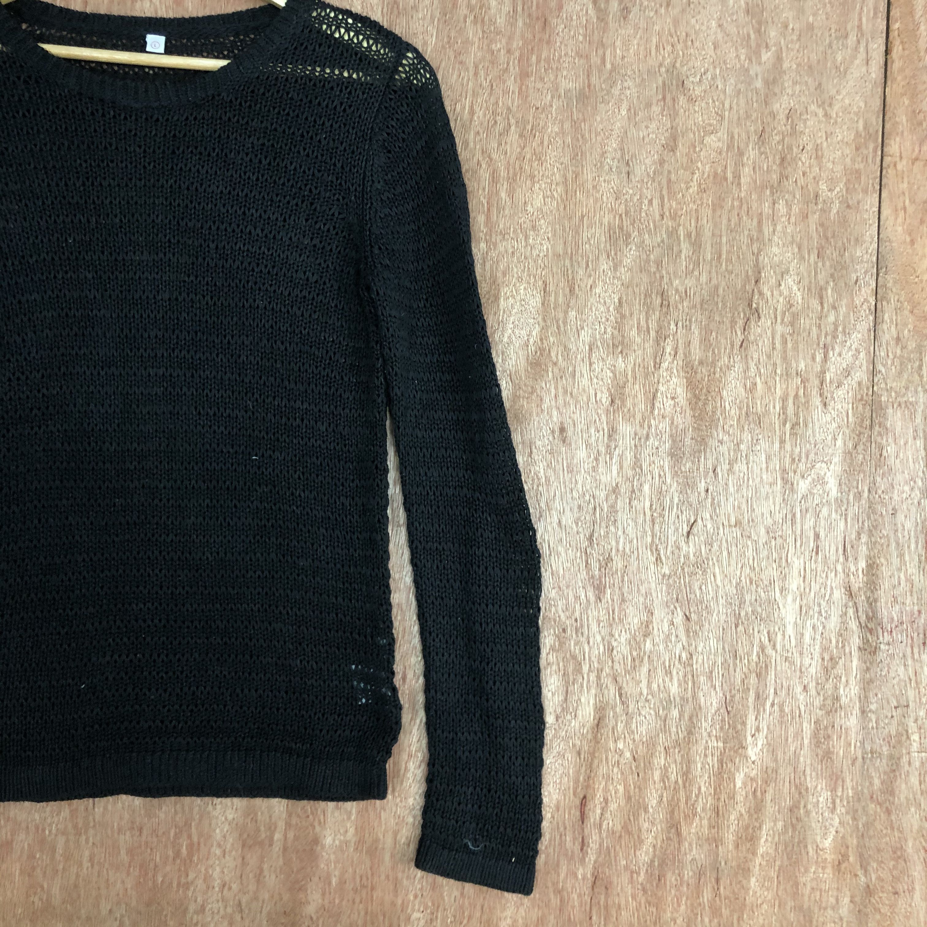Vintage DLL Japan Black Knitwear crochet fish net mesh net #c547 Size US L / EU 52-54 / 3 - 5 Thumbnail