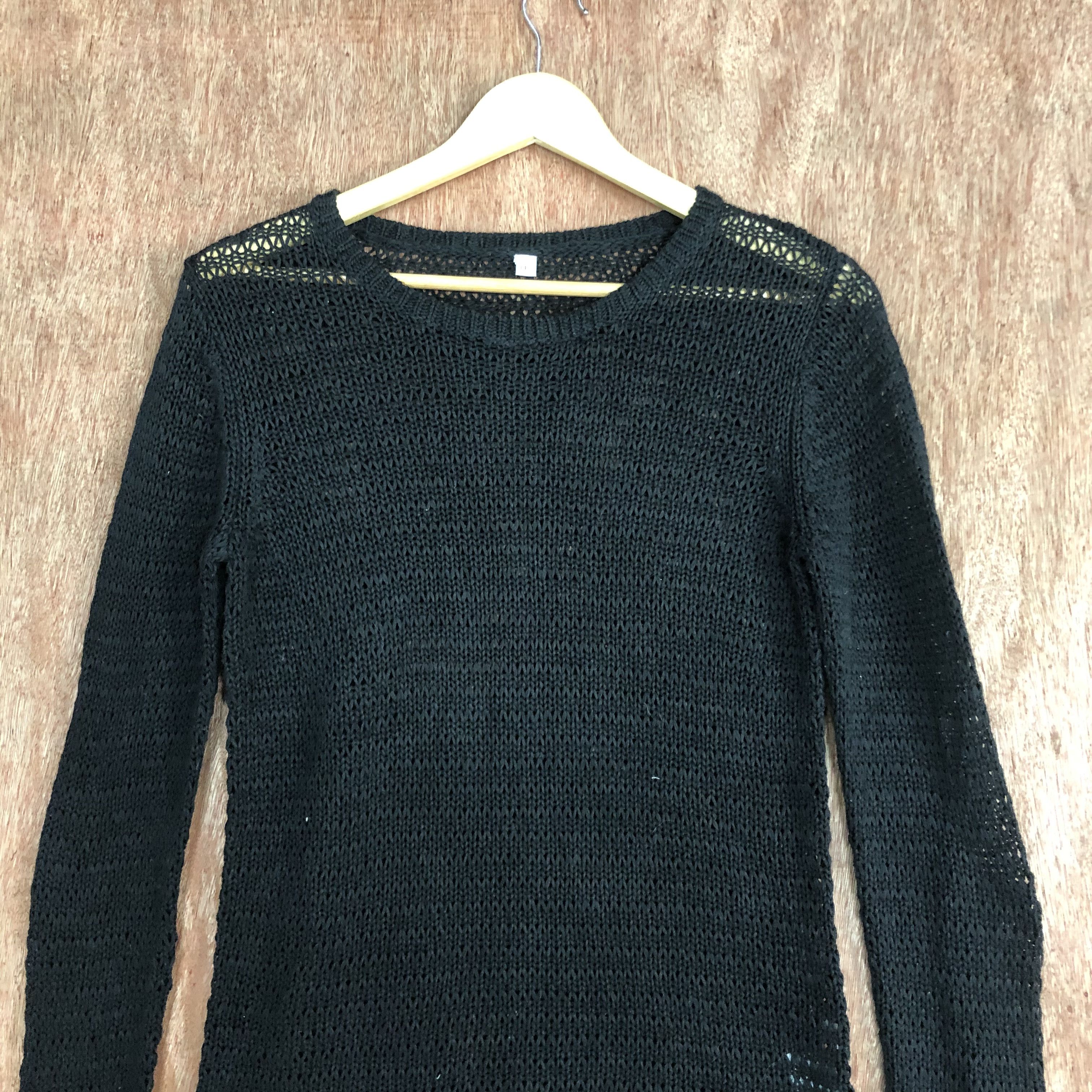 Vintage DLL Japan Black Knitwear crochet fish net mesh net #c547 Size US L / EU 52-54 / 3 - 2 Thumbnail