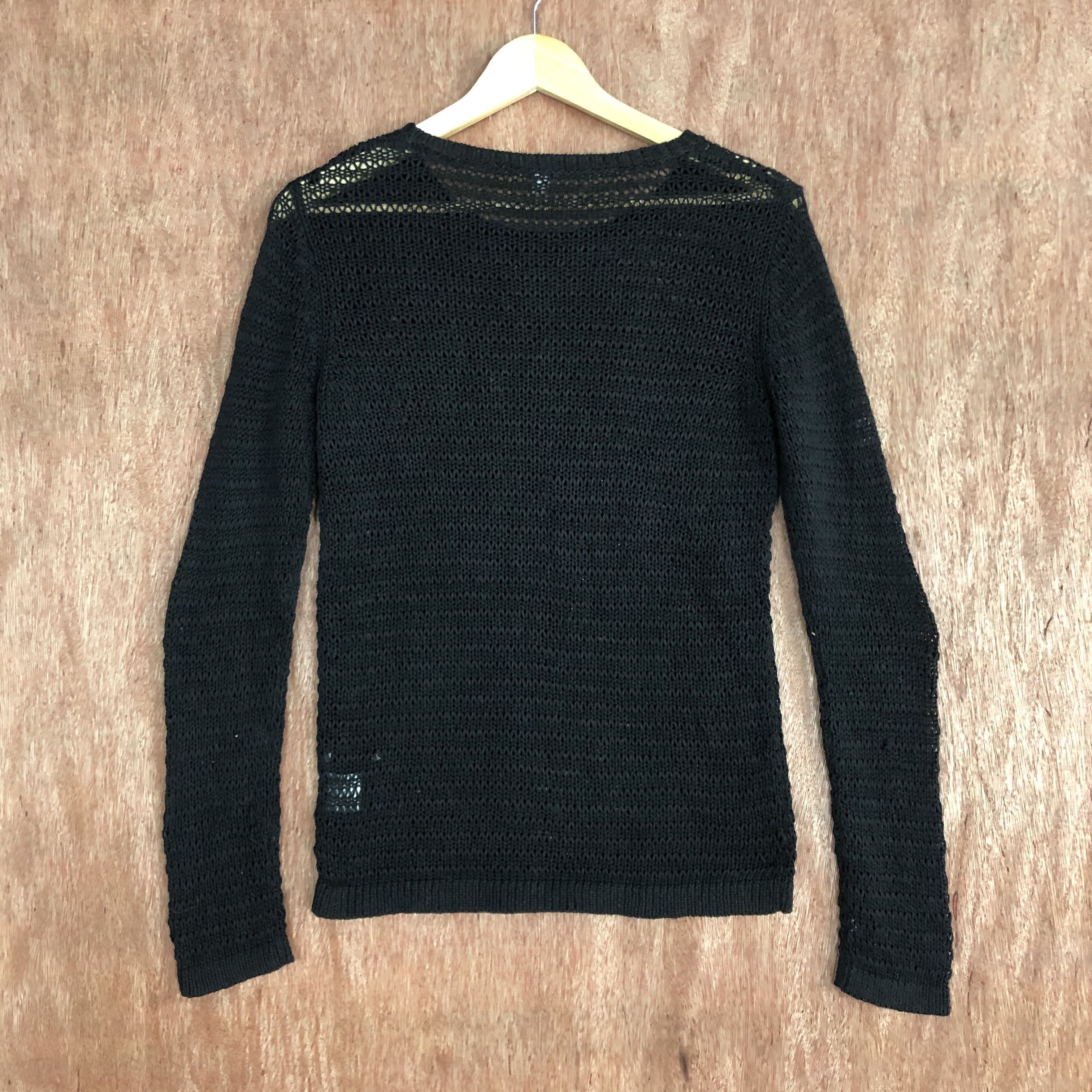 Vintage DLL Japan Black Knitwear crochet fish net mesh net #c547 Size US L / EU 52-54 / 3 - 10 Thumbnail