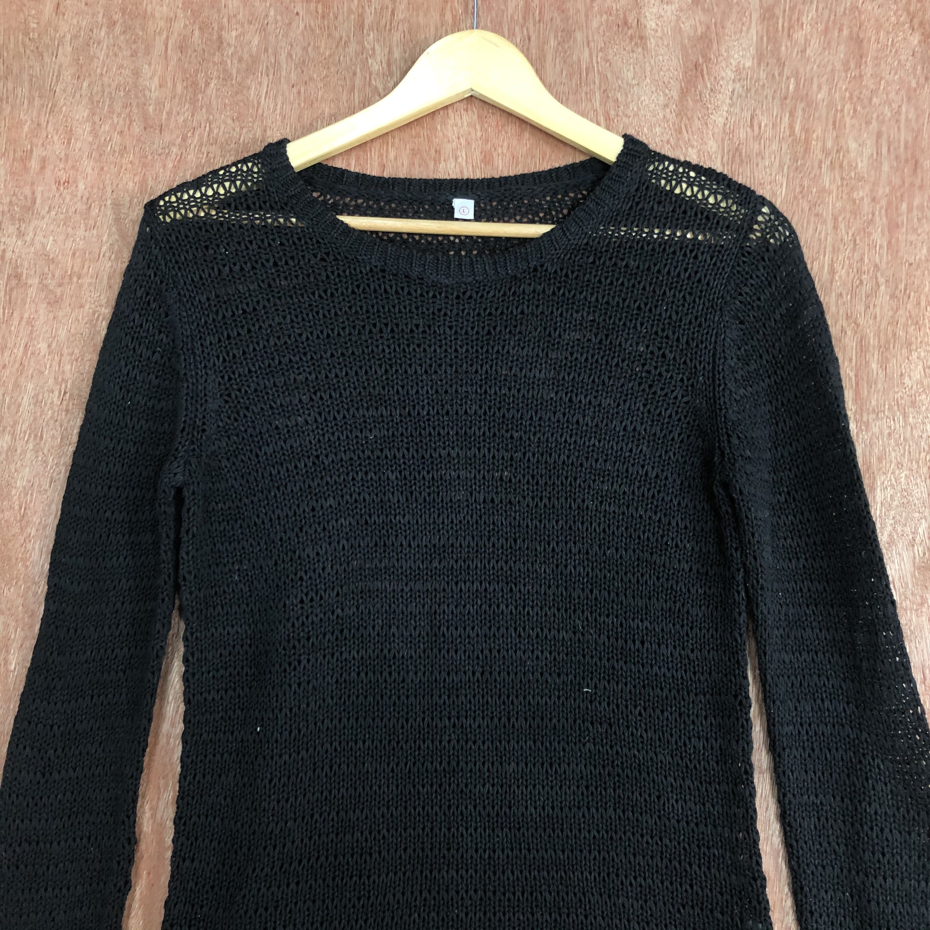 Vintage DLL Japan Black Knitwear crochet fish net mesh net #c547 Size US L / EU 52-54 / 3 - 8 Thumbnail