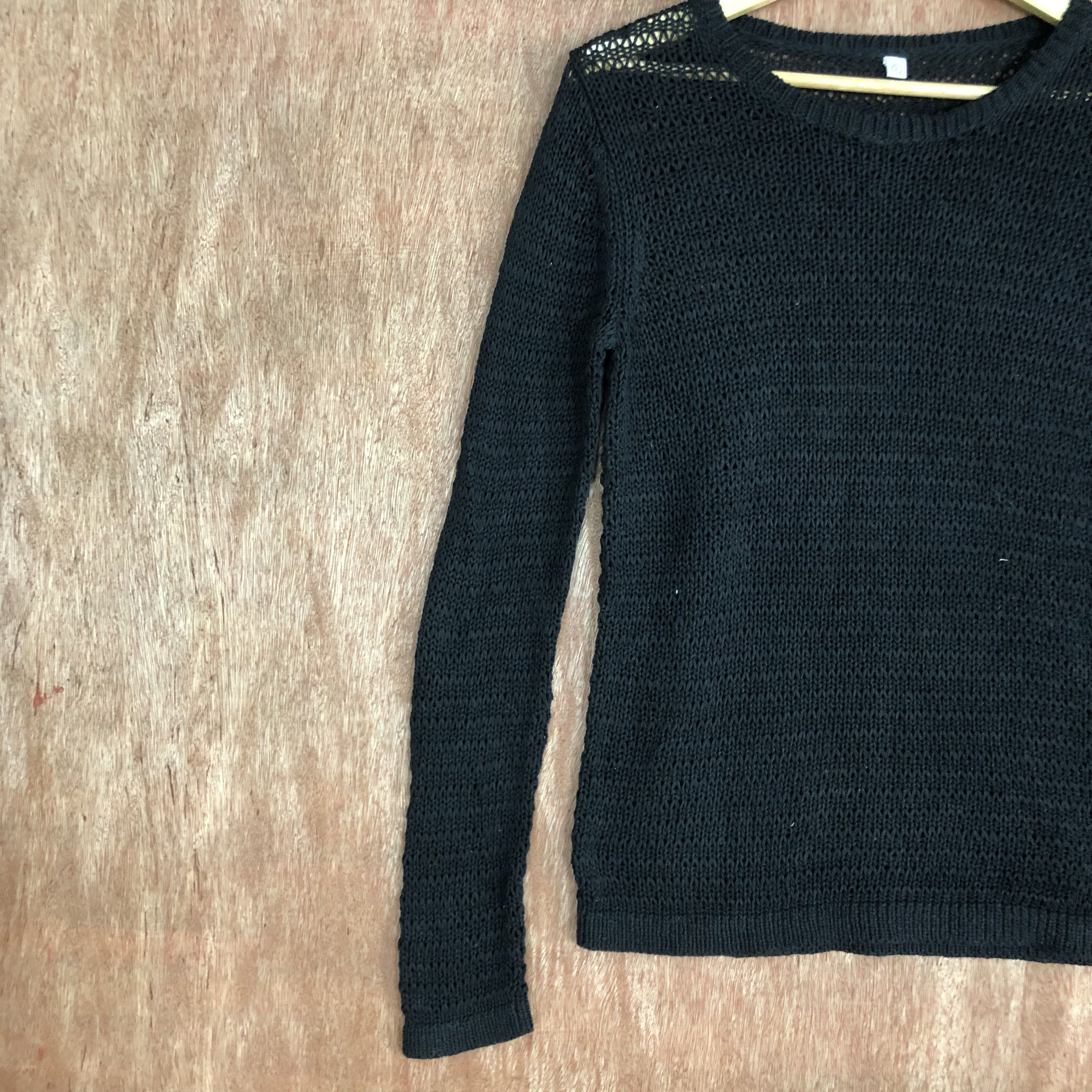 Vintage DLL Japan Black Knitwear crochet fish net mesh net #c547 Size US L / EU 52-54 / 3 - 7 Thumbnail