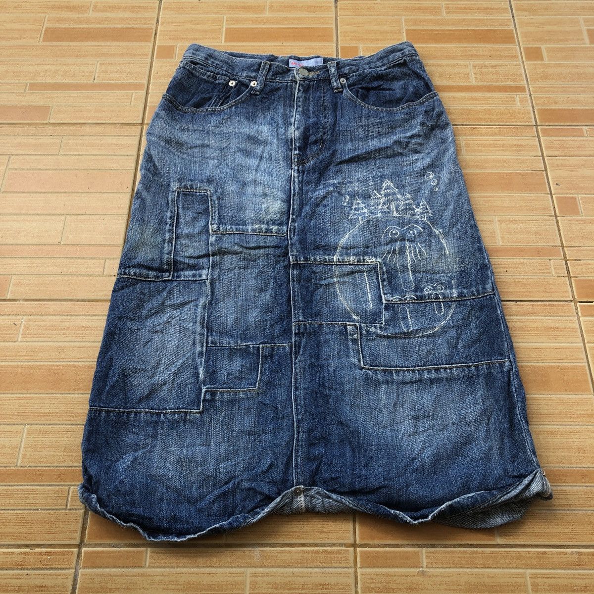 Issey Miyake 🔥Rare Ne-net Patchwork Denim Midi skirt Size 30" / US 8 / IT 44 - 1 Thumbnail
