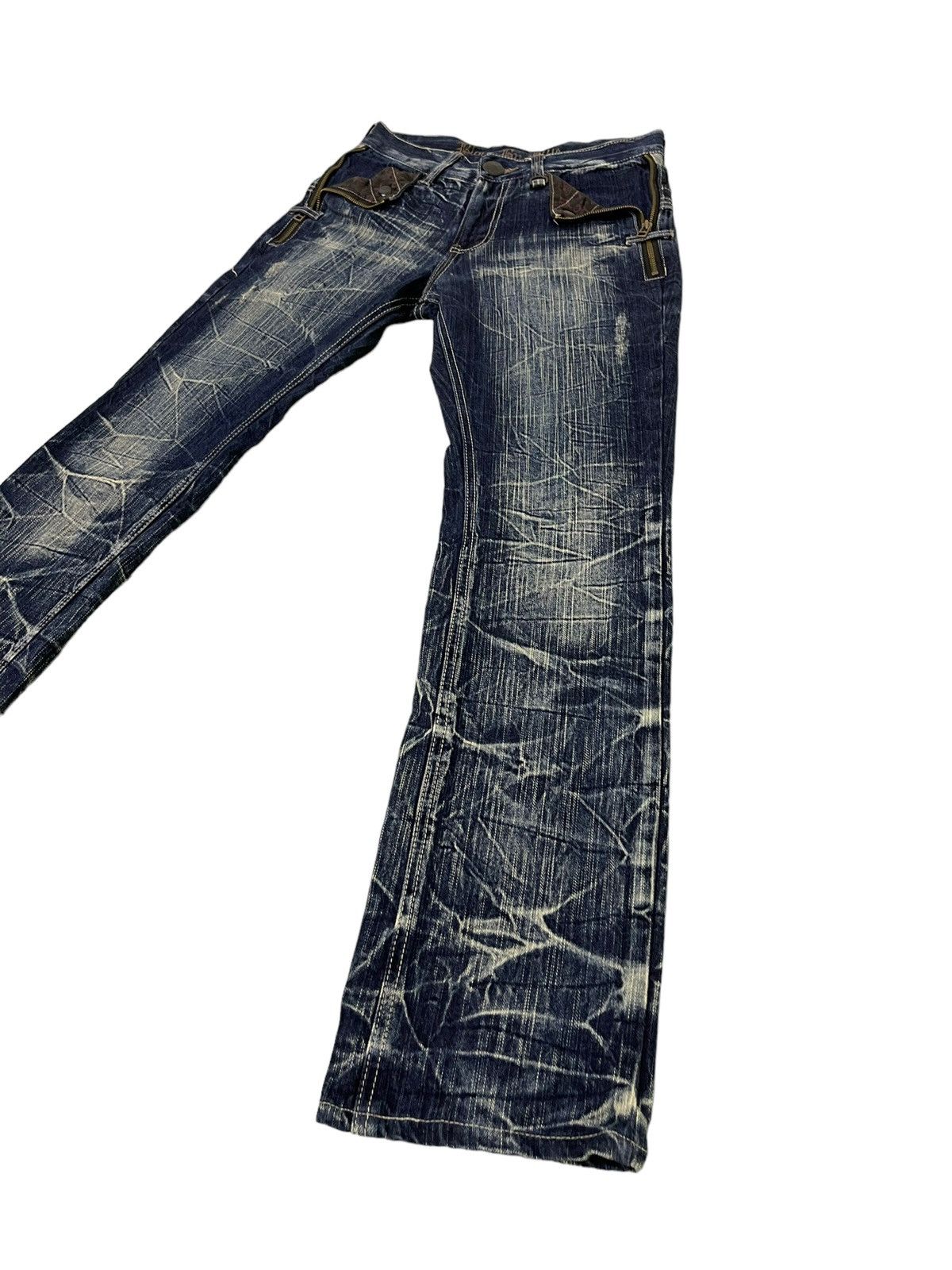 Japanese Brand Double Waist Slim Jeans Blow by Blue Full Whiskered 17🟦 Size US 30 / EU 46 - 12 Thumbnail