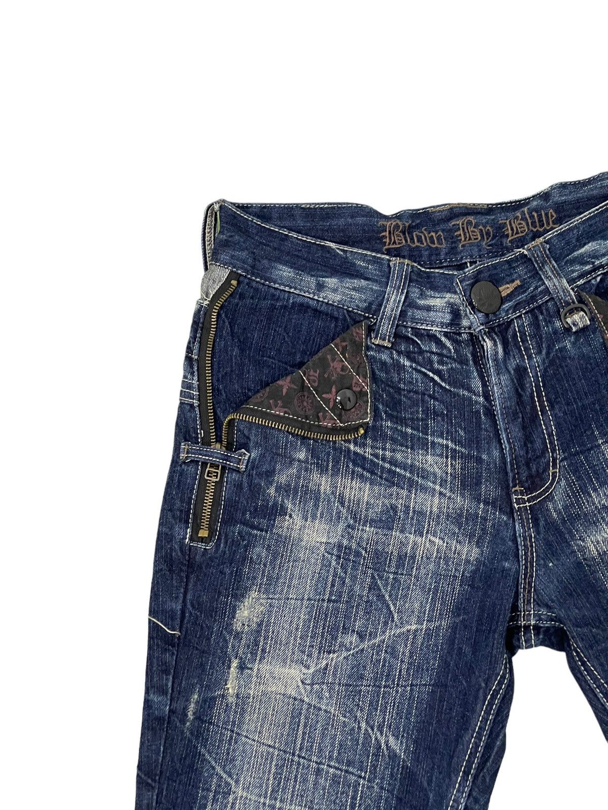Japanese Brand Double Waist Slim Jeans Blow by Blue Full Whiskered 17🟦 Size US 30 / EU 46 - 17 Thumbnail