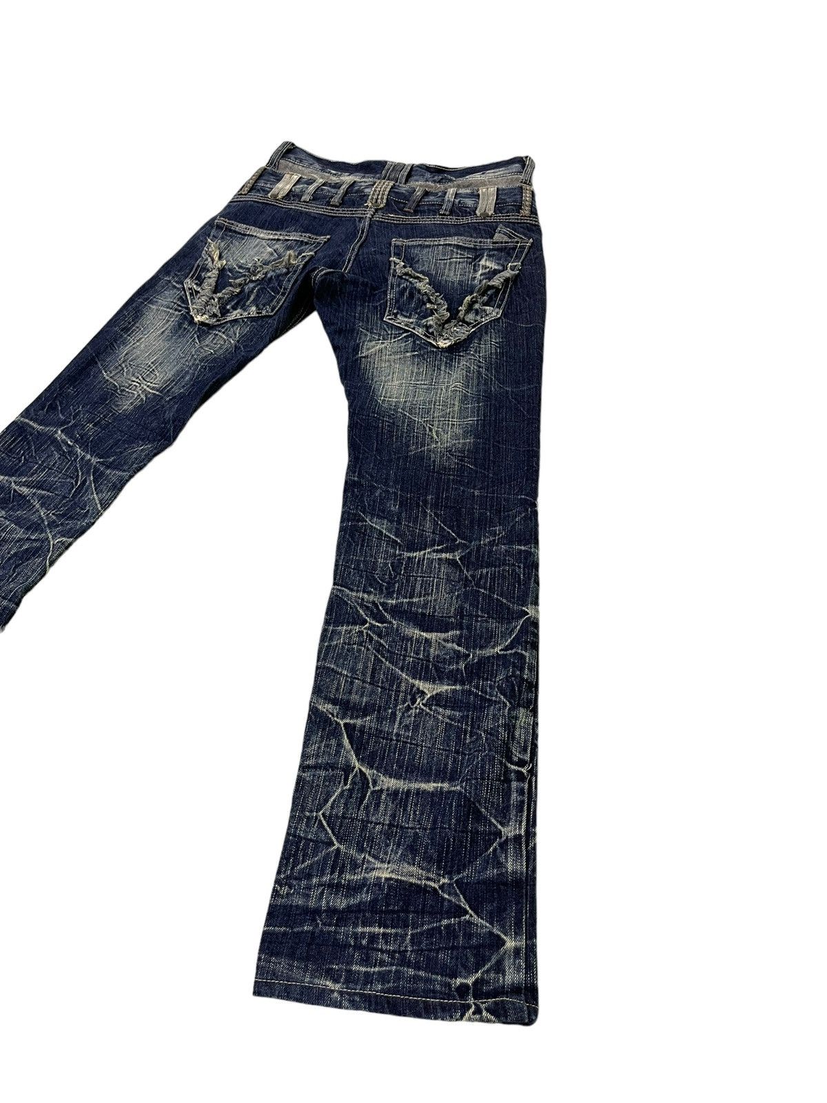 Japanese Brand Double Waist Slim Jeans Blow by Blue Full Whiskered 17🟦 Size US 30 / EU 46 - 3 Thumbnail